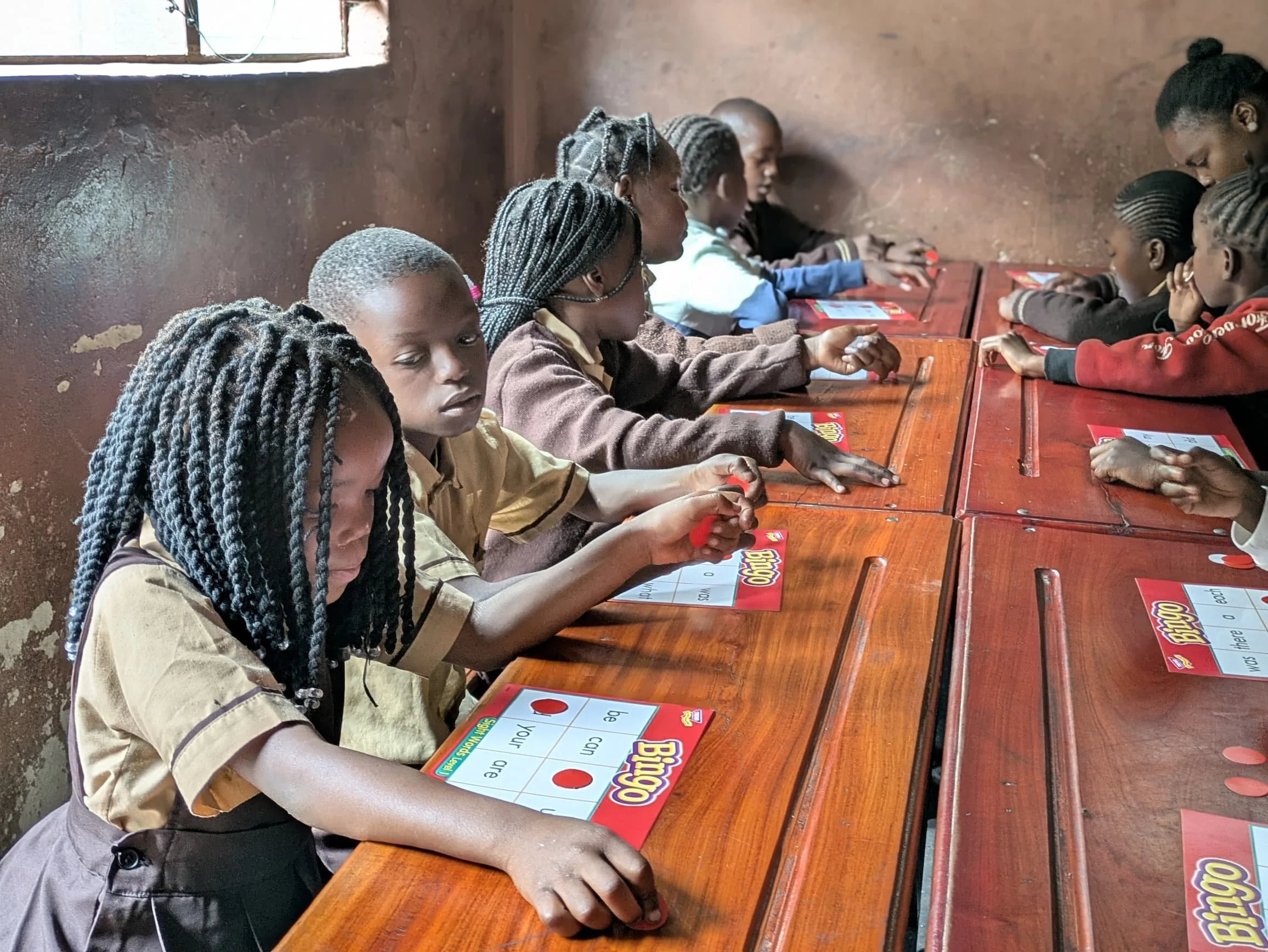 Students play literacy Bingo