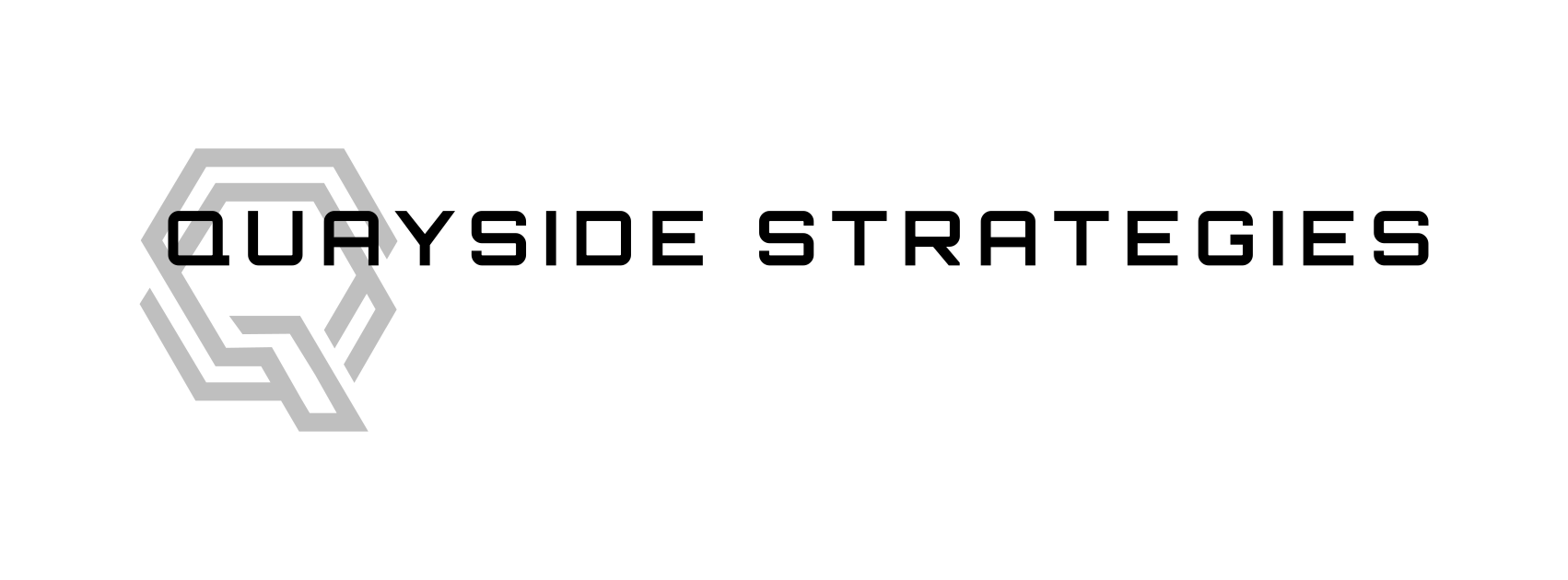 Logo with stylized geometric 'Q' and the words 'Quayside Strategies' in black uppercase letters on a white background.