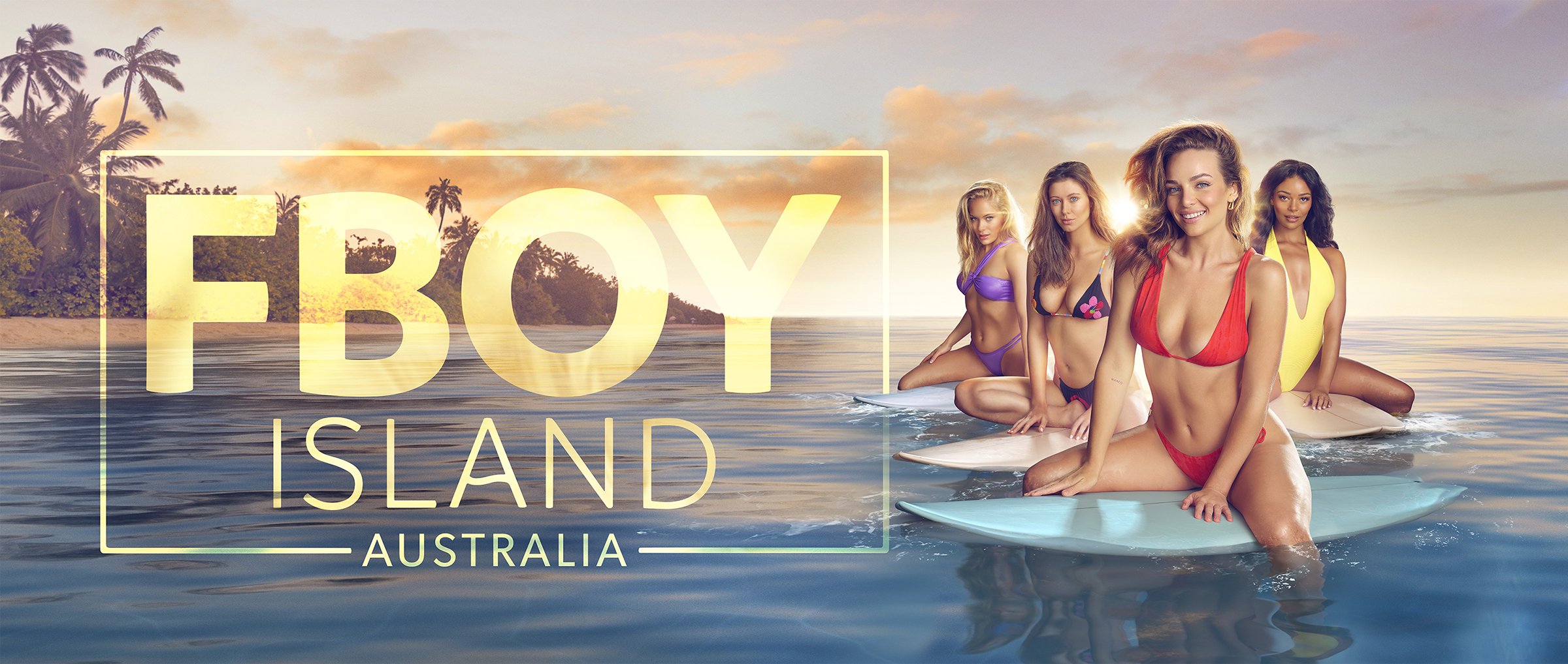Key art photography for FBoy Island Australia, the Australian edition of the global reality dating franchise. Promotional campaign imagery including two teaser posters for the streaming release.