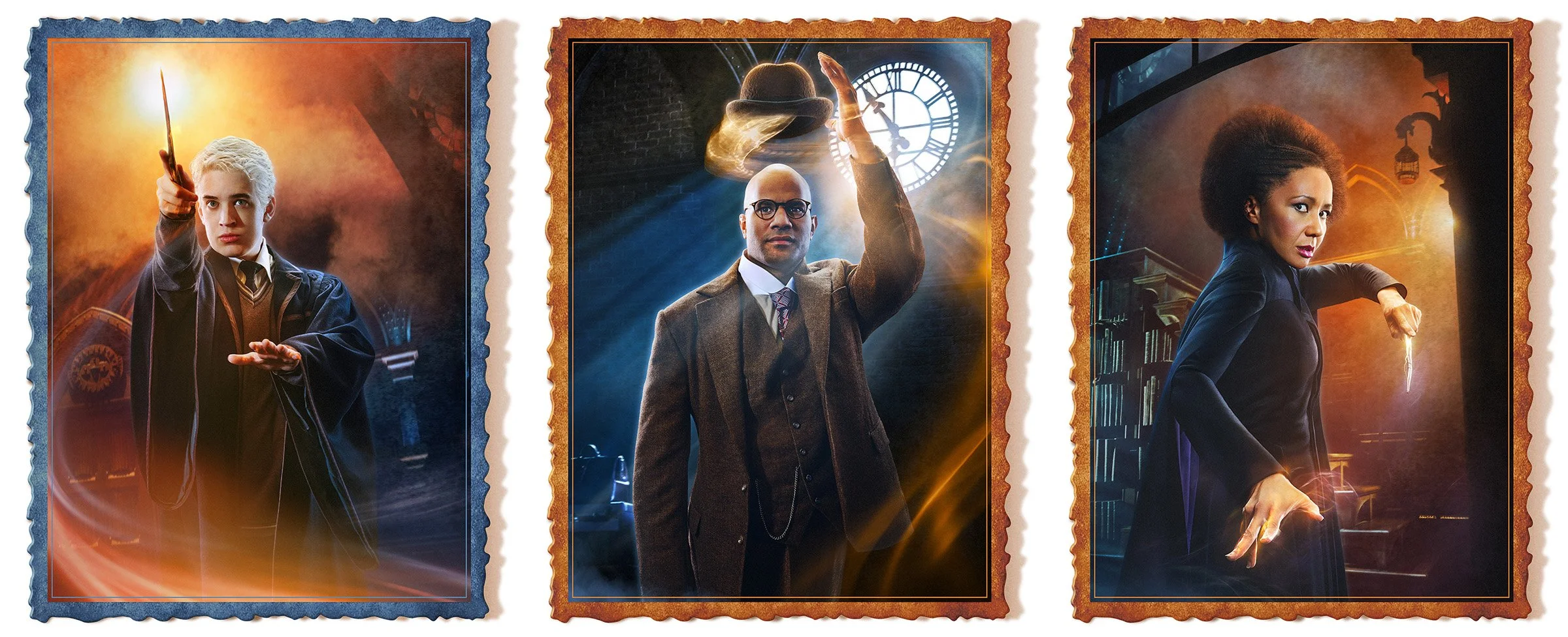 Character campaign portrait of Ben Walter as Scorpius Malfoy andPaula Arundell as Hermione Granger for Harry Potter and the Cursed Child (Australia).