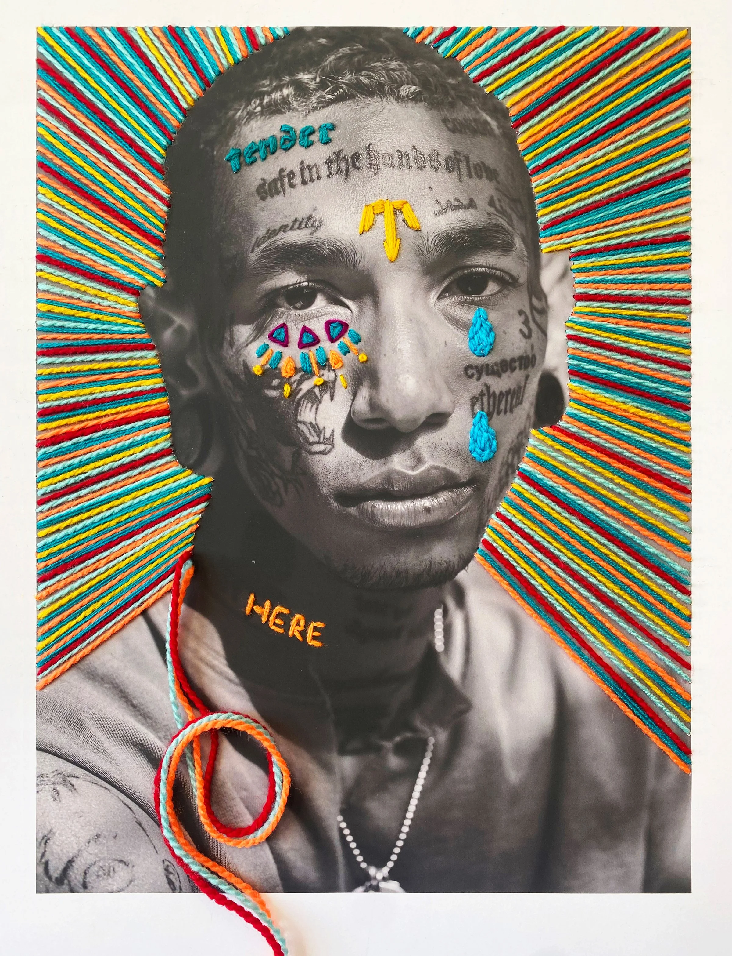 Zero, a disabled trans youth, from A Quiet Roar, a documentary portrait series, handwoven by Victoria Villasana.