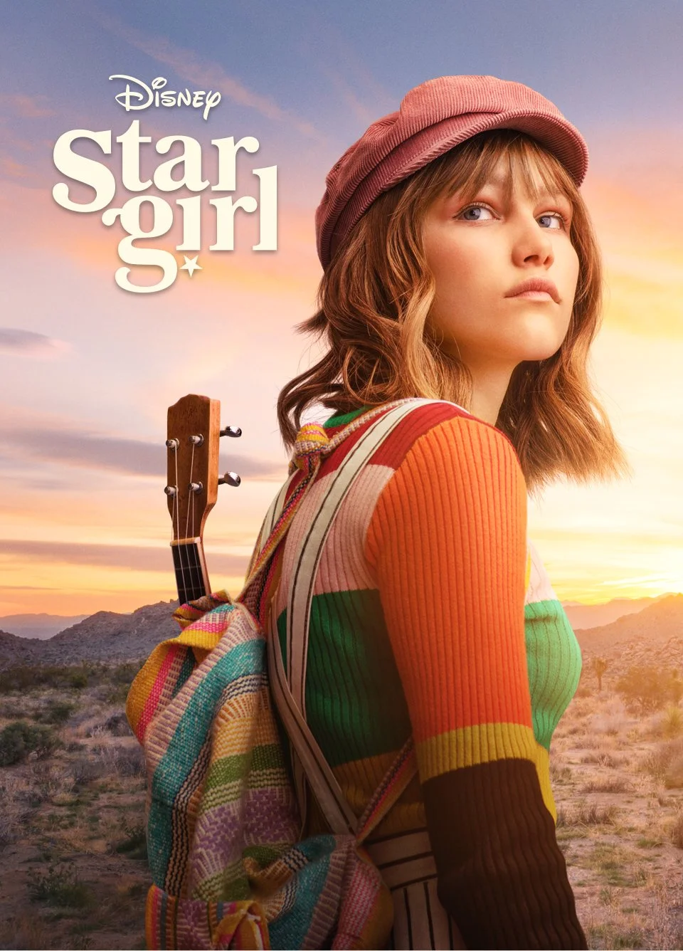 Key art photography for Disney’s Stargirl, featuring Grace VanderWaal in a heartfelt high school love story. Cinematic campaign photography celebrating youth, individuality and first love.