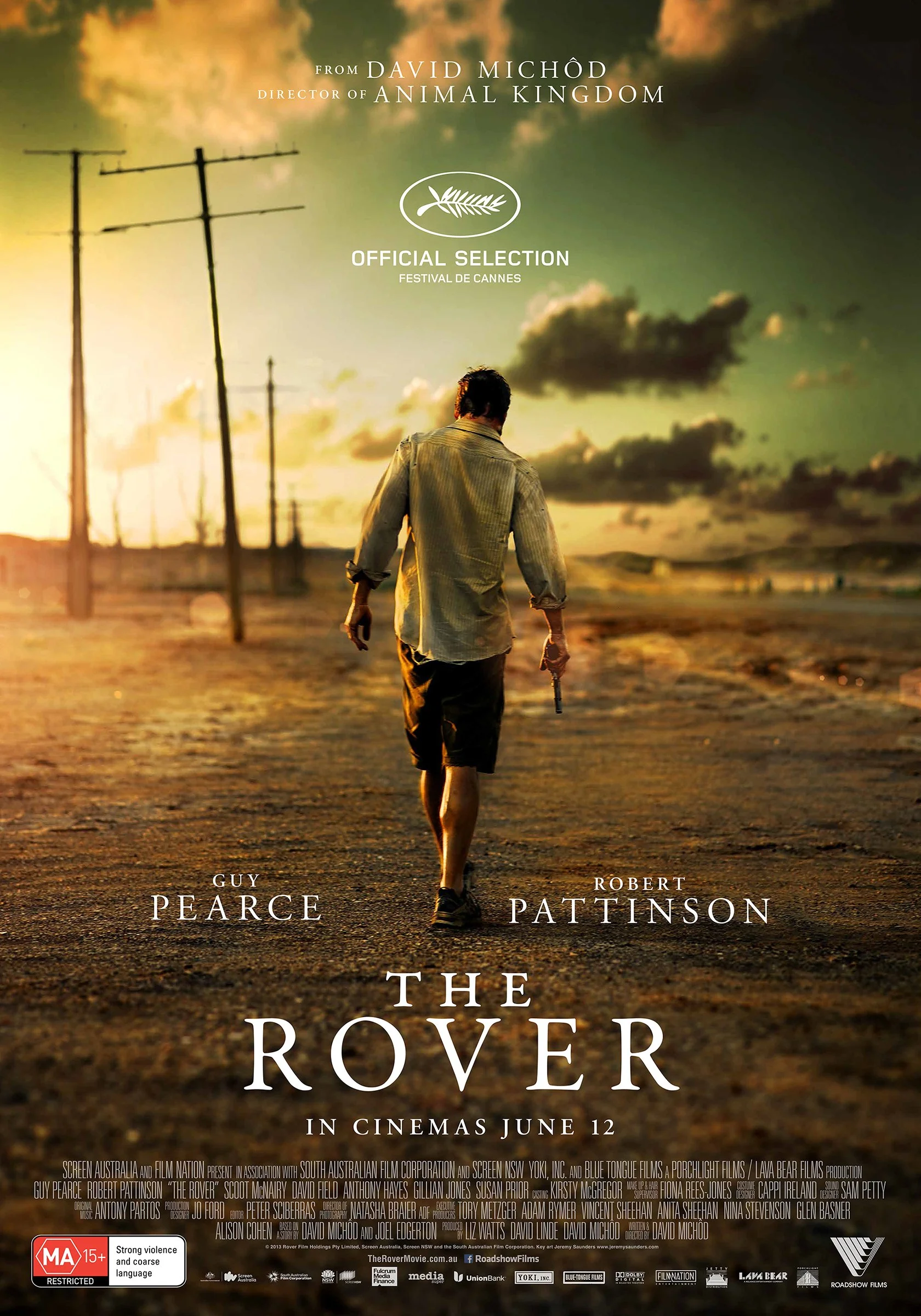 Key art photography for The Rover, a feature film directed by David Michôd and starring Guy Pearce and Robert Pattinson. Cinematic poster photography for the Cannes Official Selection dystopian crime drama.