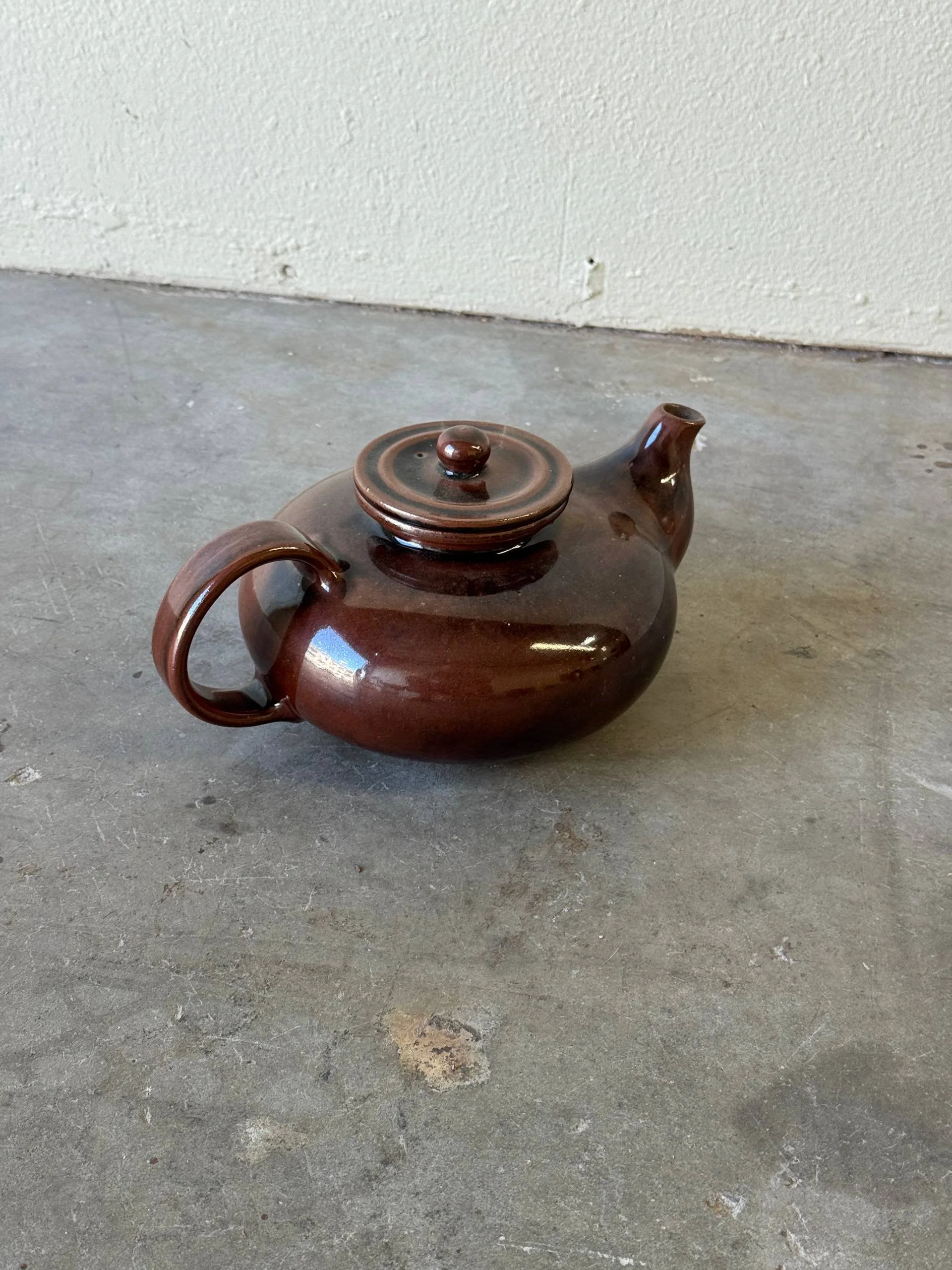 Danish Knabstrup Keramik Teapot – Vintsge Mid-Century Scandinavian Modern Brown Glazed Ceramic