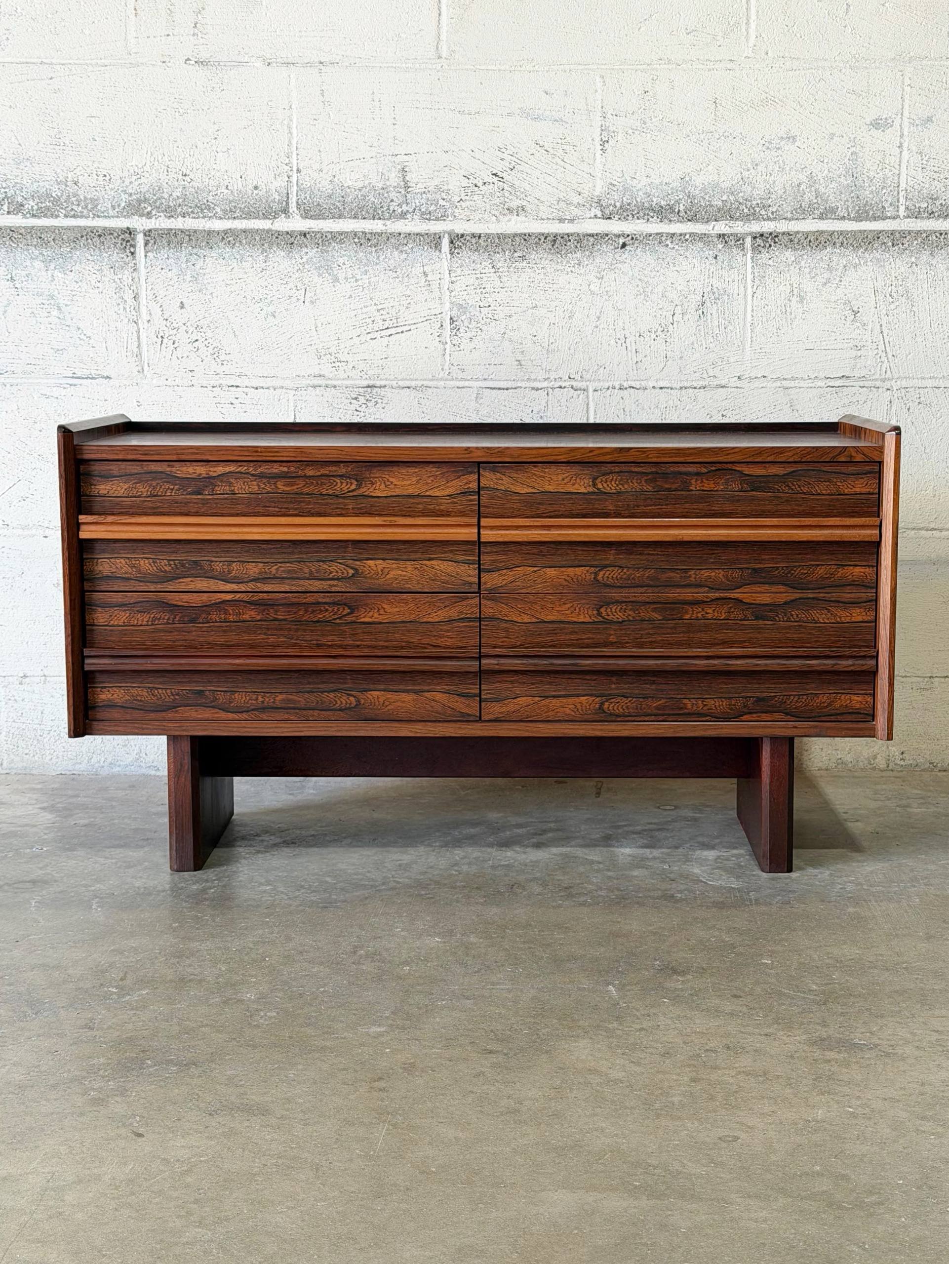 Rosewood Four Drawer Dresser Chest Low Storage  Bagn Møbelindustri  Bruksbo Norway 1960s