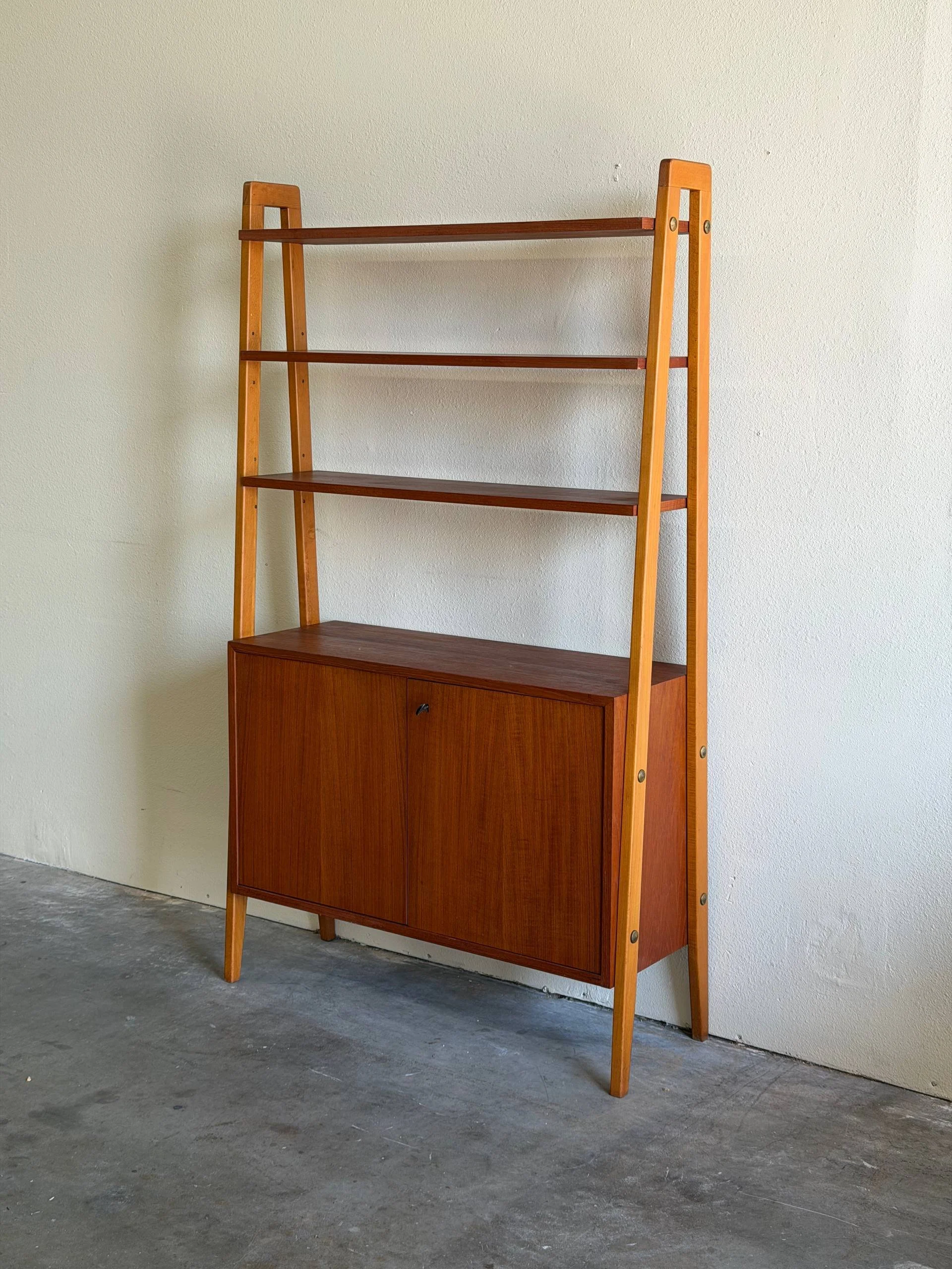 Swedish Teak Wall Unit by Gillis Lundgren Mid Century Modern Bookcase Cabinet 1960s