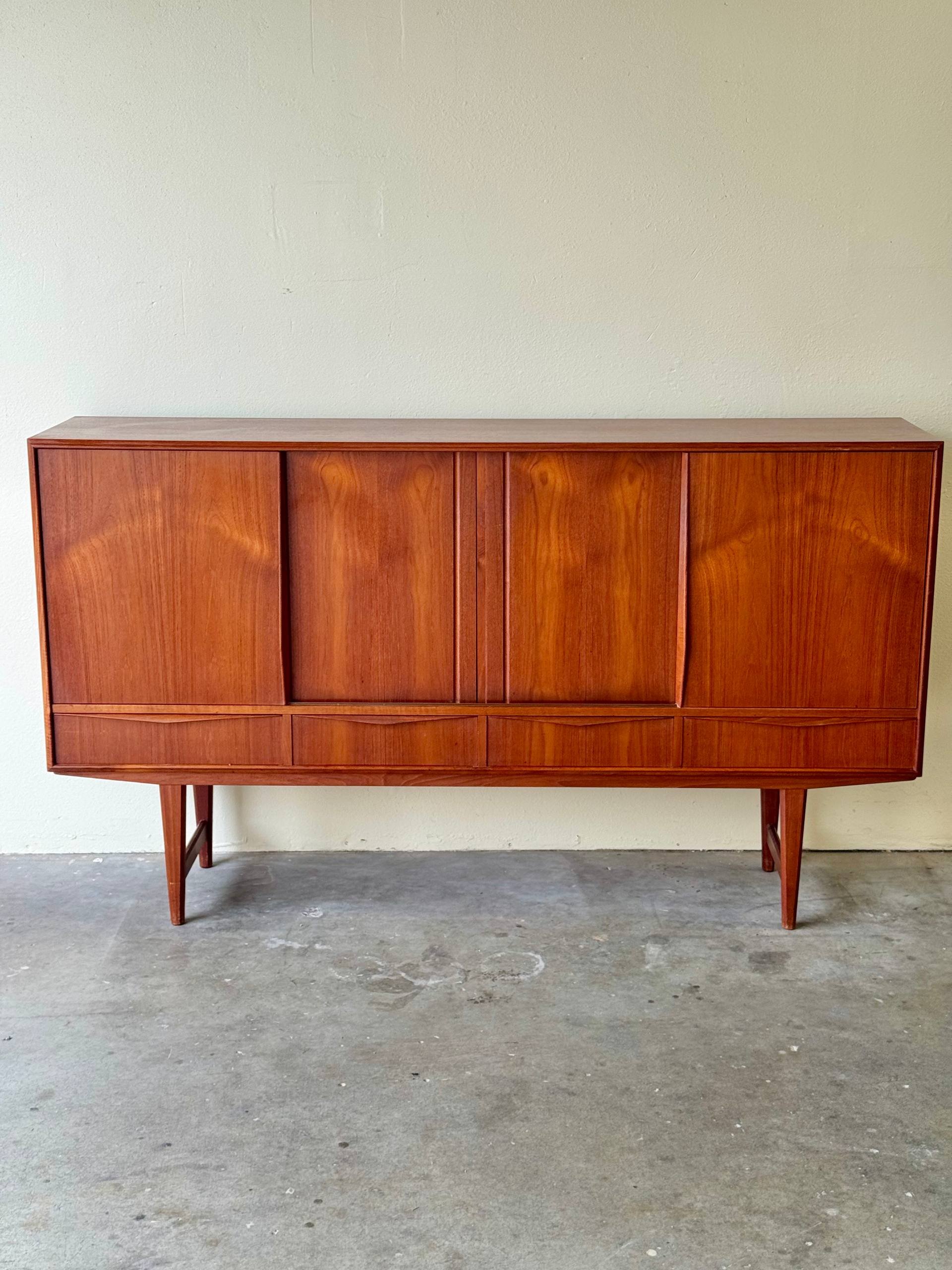1960s Danish Modern Teak Highboard Credenza — E.W. Bach for Sejling Skabe