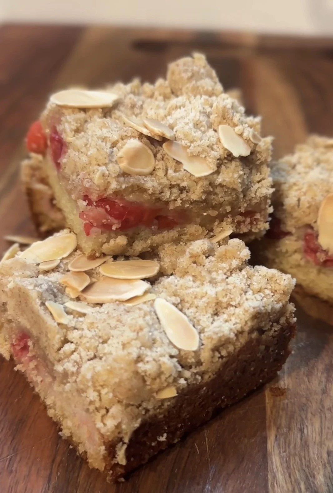 Brown Butter Sour Cherry Coffee Cake with Almond Crumble 