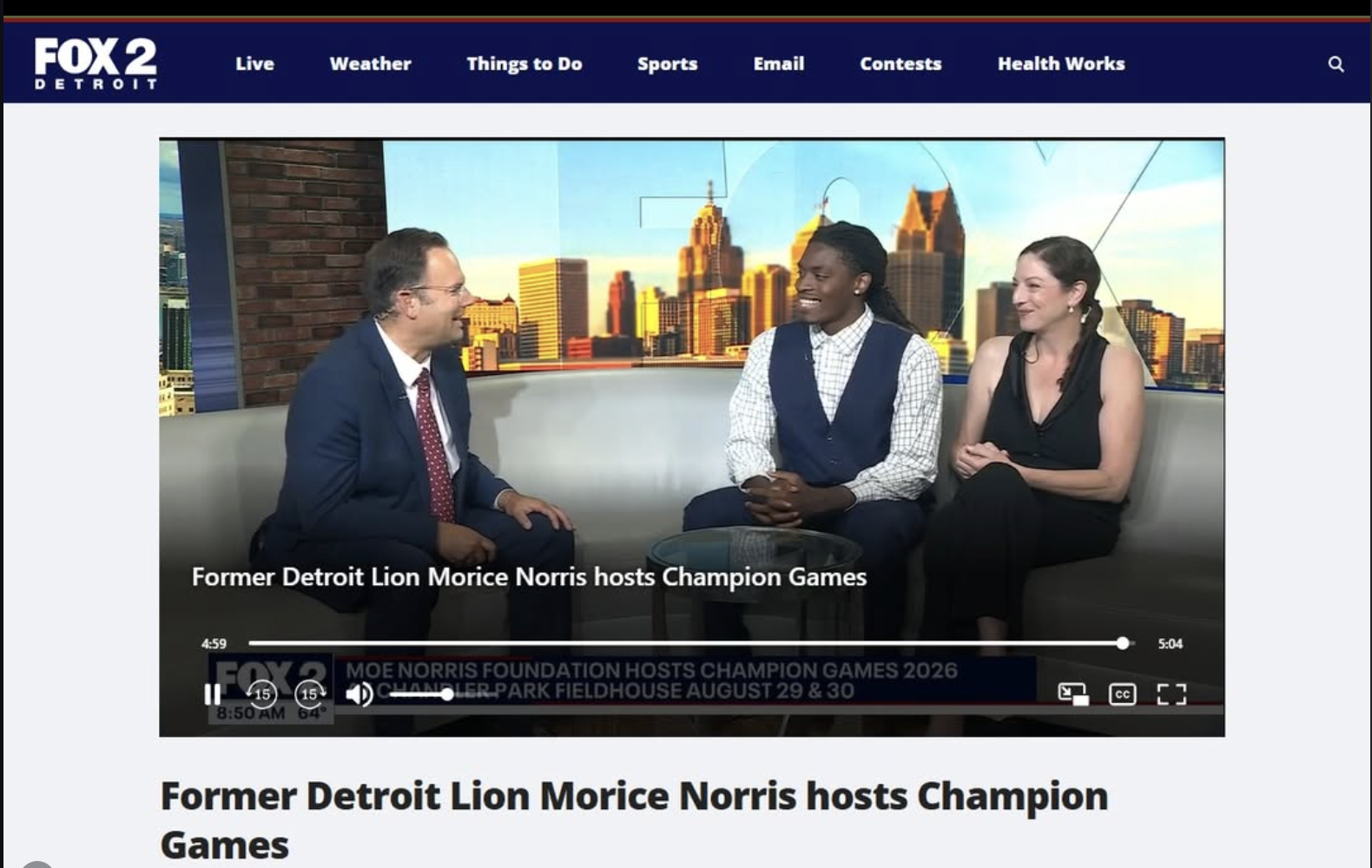 Moe Norris Foundation announces Champion Games on Fox2 Detorit