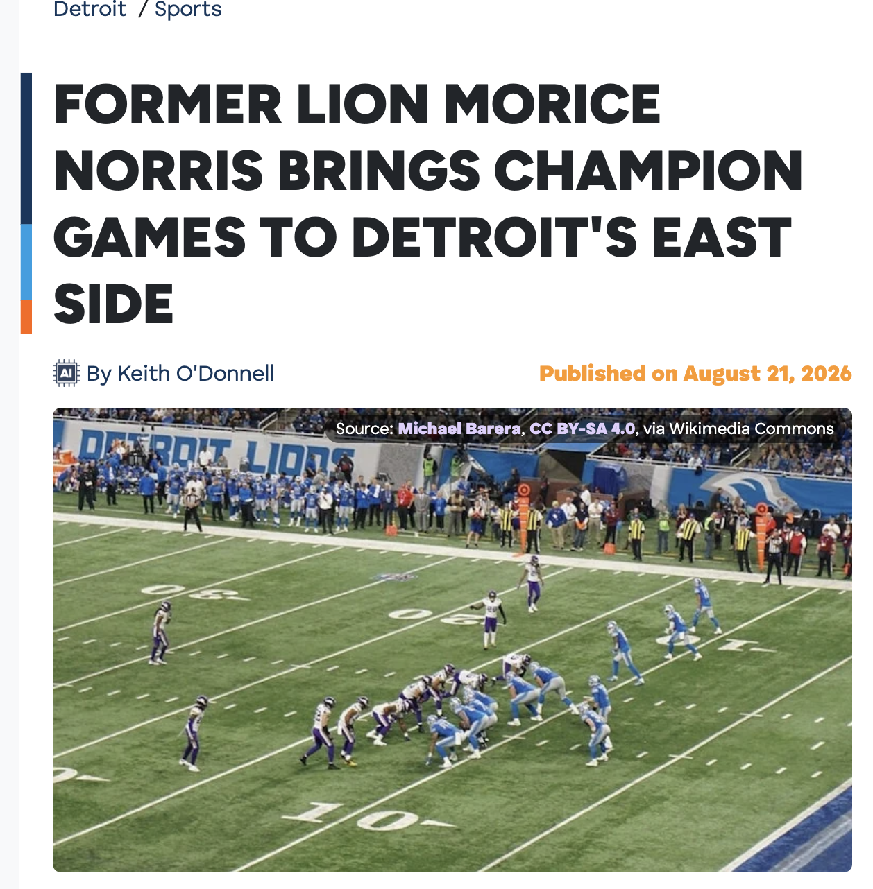 Former Lion Morice Norris Brings Champion Games to Detroit's East Side