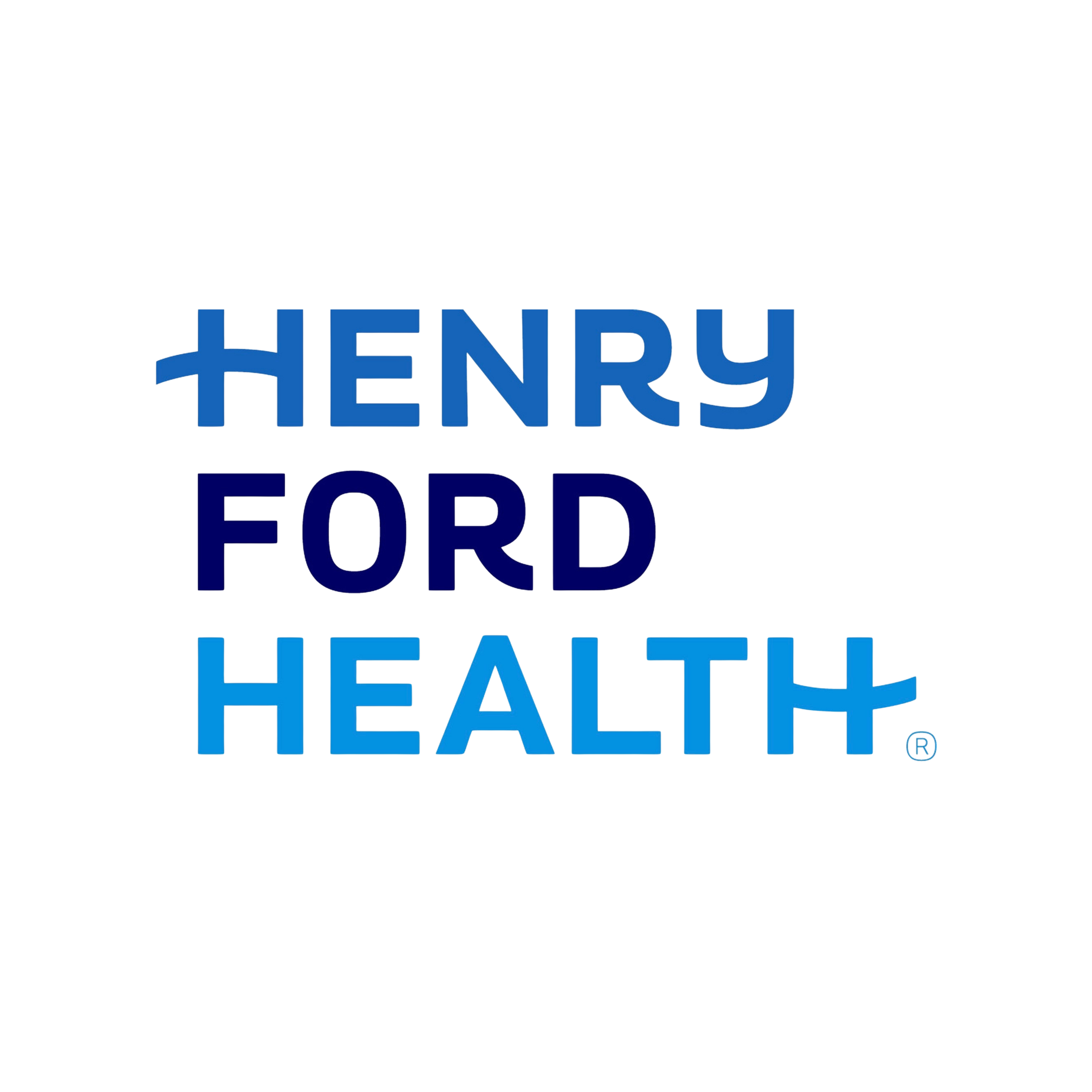 Text that reads 'HENRY FORD HEALEY' in bold, stylized blue and red letters.