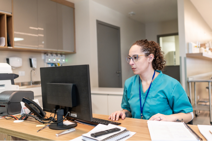 Nurse at a computer