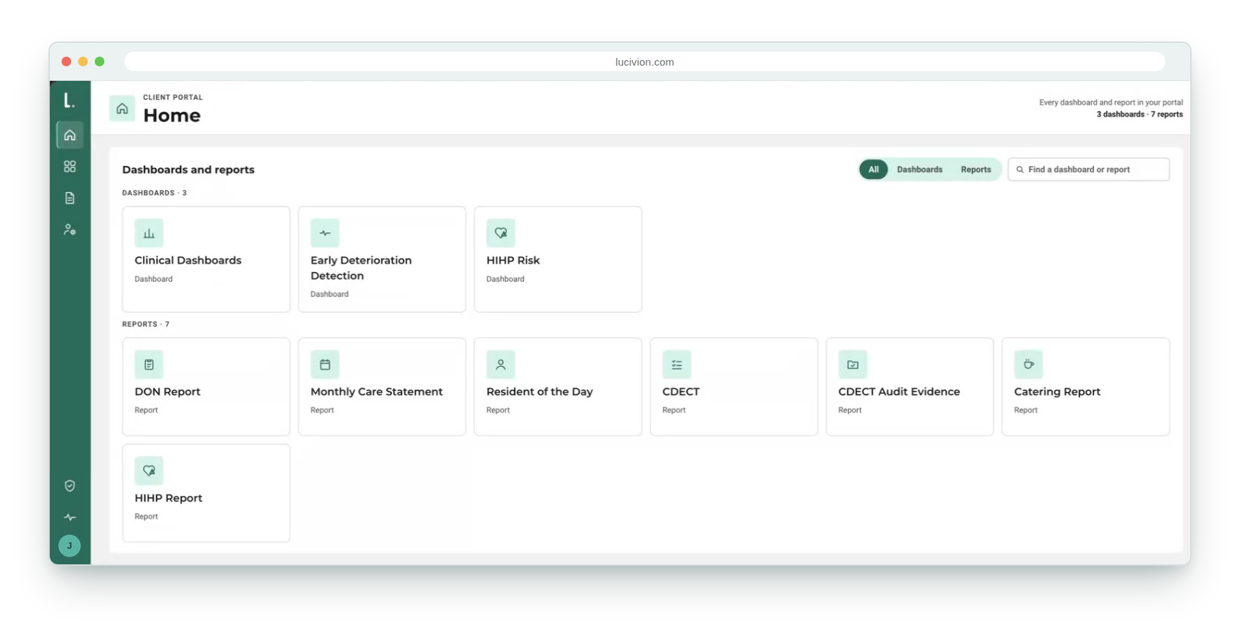 Lucivion online home, sample data