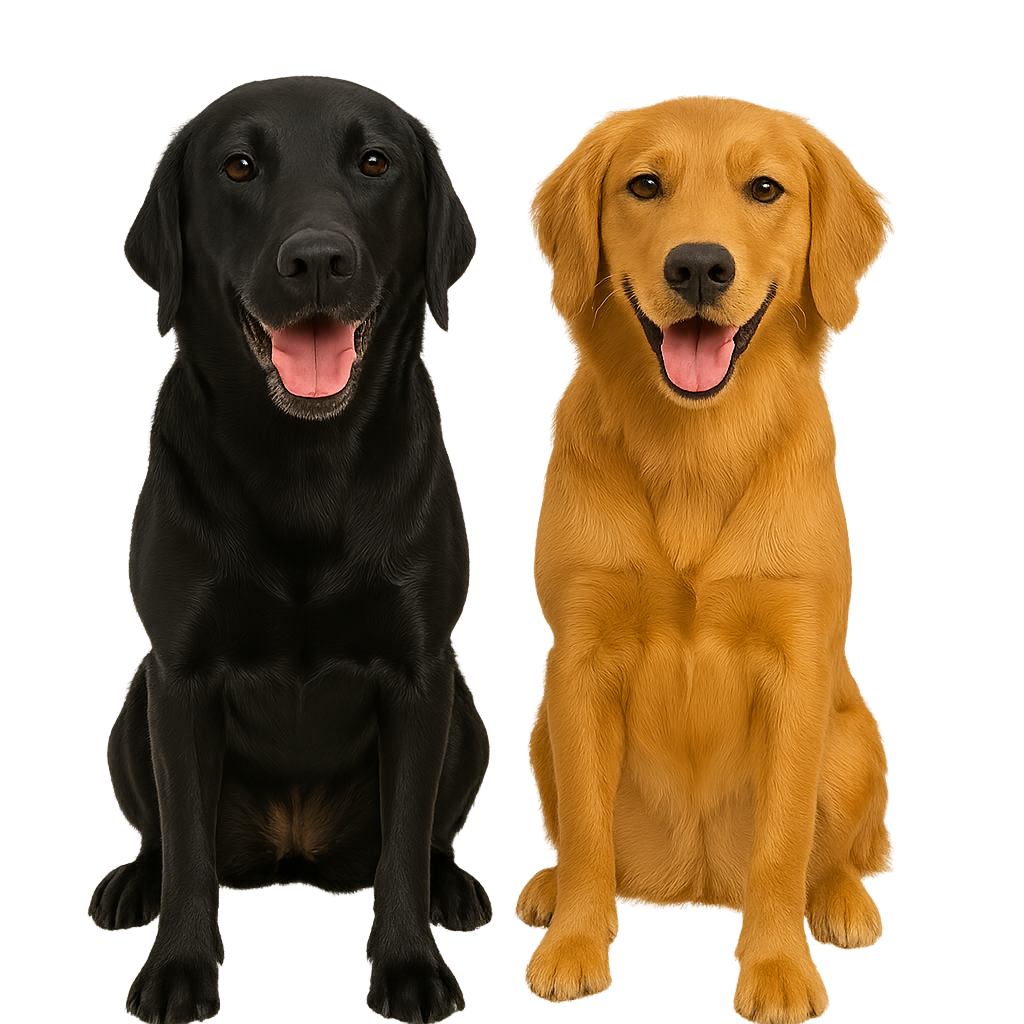 Illustration of a black lab (Luna) and golden retriever (Scout), the mortgage mascots for Adam Smith, Minnesota loan officer.