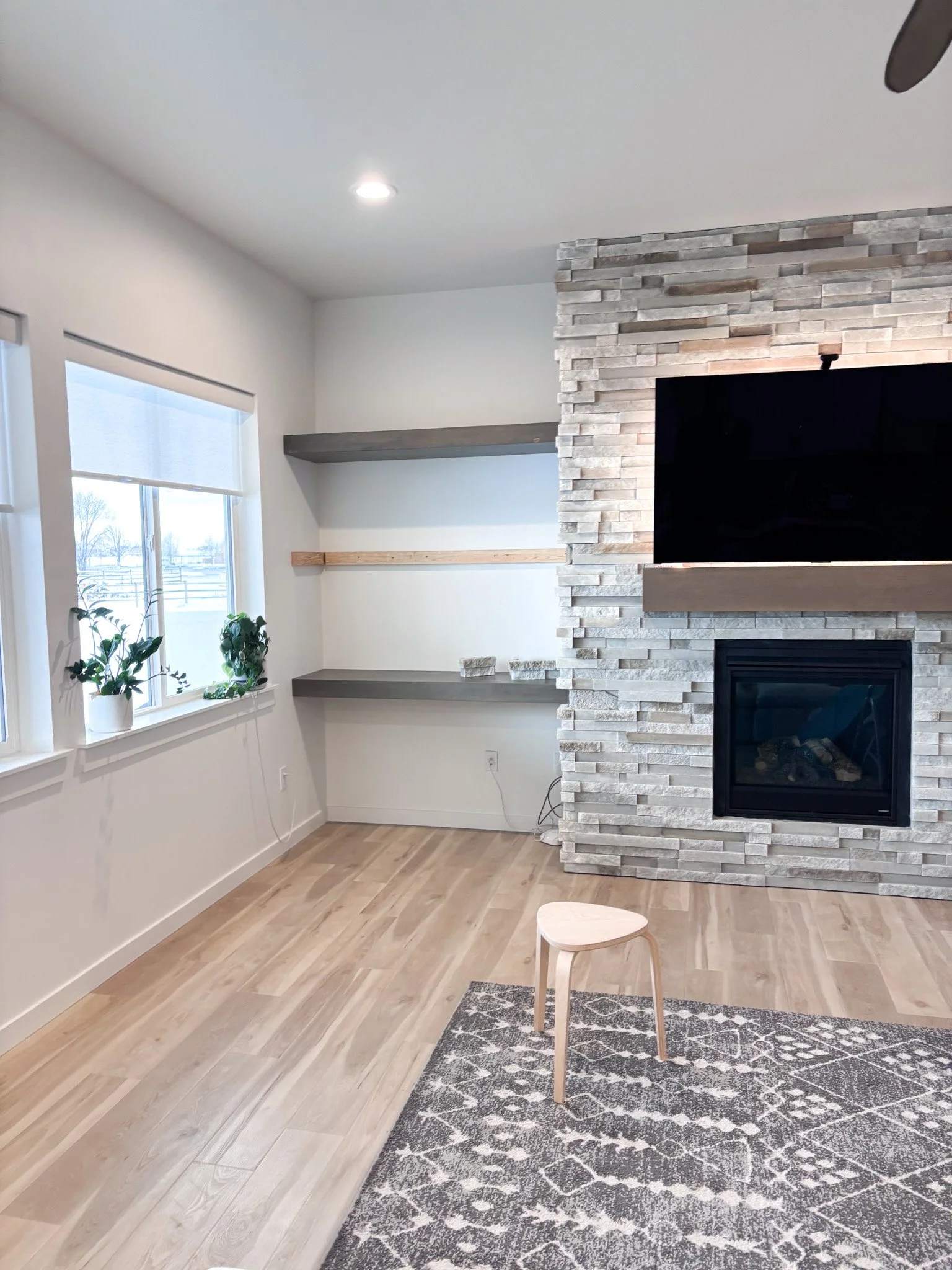 This progress photo in the clients Kuna, Idaho home shows a few of the shelves being installed. 