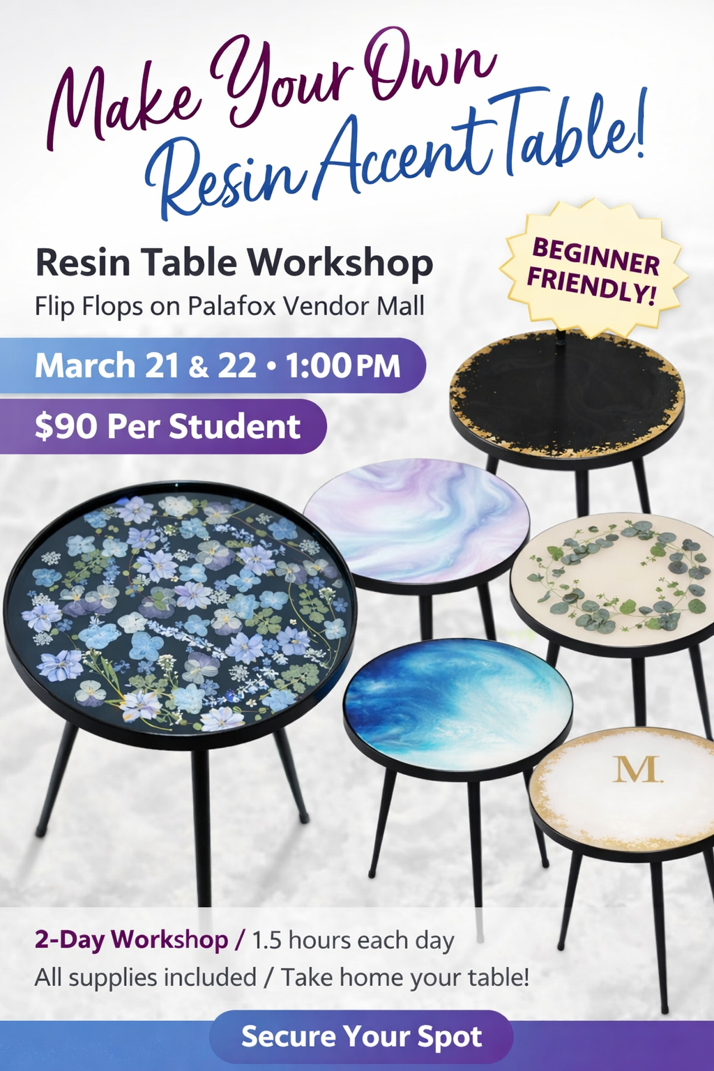 Custom Resin Side Table 