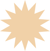 A beige starburst shape with pointed edges on a black background.