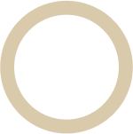 A black circle inside a larger grayish-beige ring with a hole in the center.