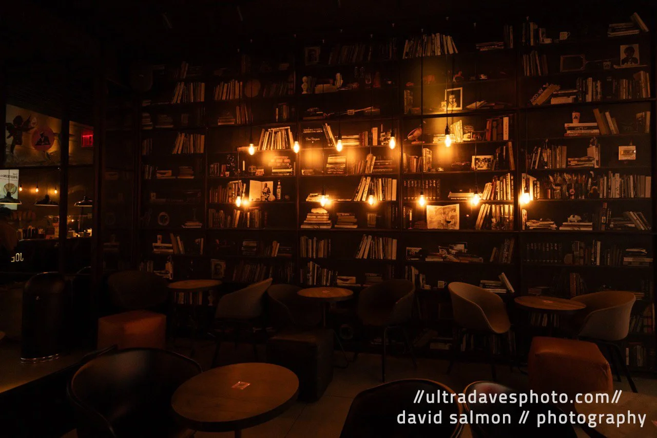 Faux Book Wall... Shot with a Sony a7c II // FE 12-24mm G @ 18mm f/4 ISO 4000 - 1/400s.