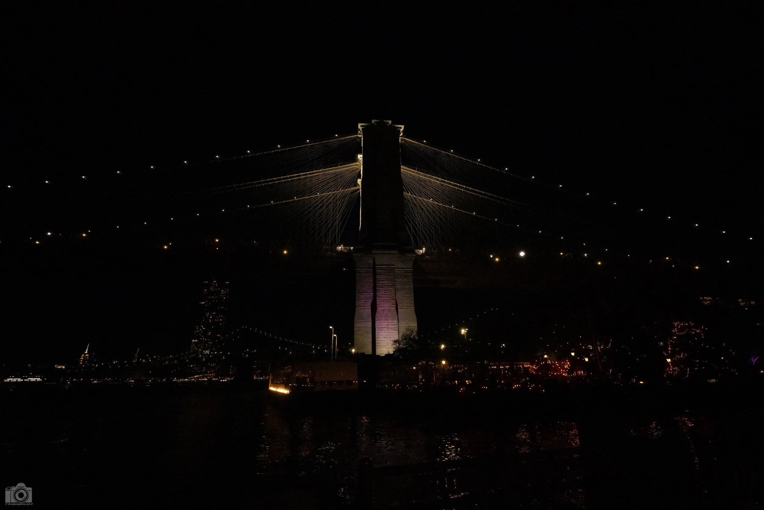 2024 - Brooklyn Bridge at Night.  We were waiting in line for the ferry.  I am amazed at the low amount of noise I got at 40000 ISO!  Shot with a Sony a7c II // FE 12-24mm G @ 15mm f/4 ISO 40000 - 1/800s.