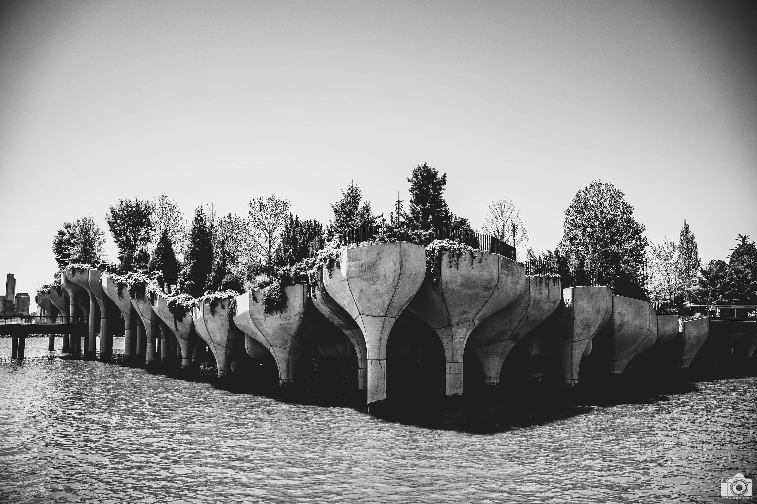 NYC 2025 - Little Island in B&W.  Shot with a Sony a7c // Tamron E 18-300mm @ 27mm f/3.5 ISO 400 - 1/3200s.