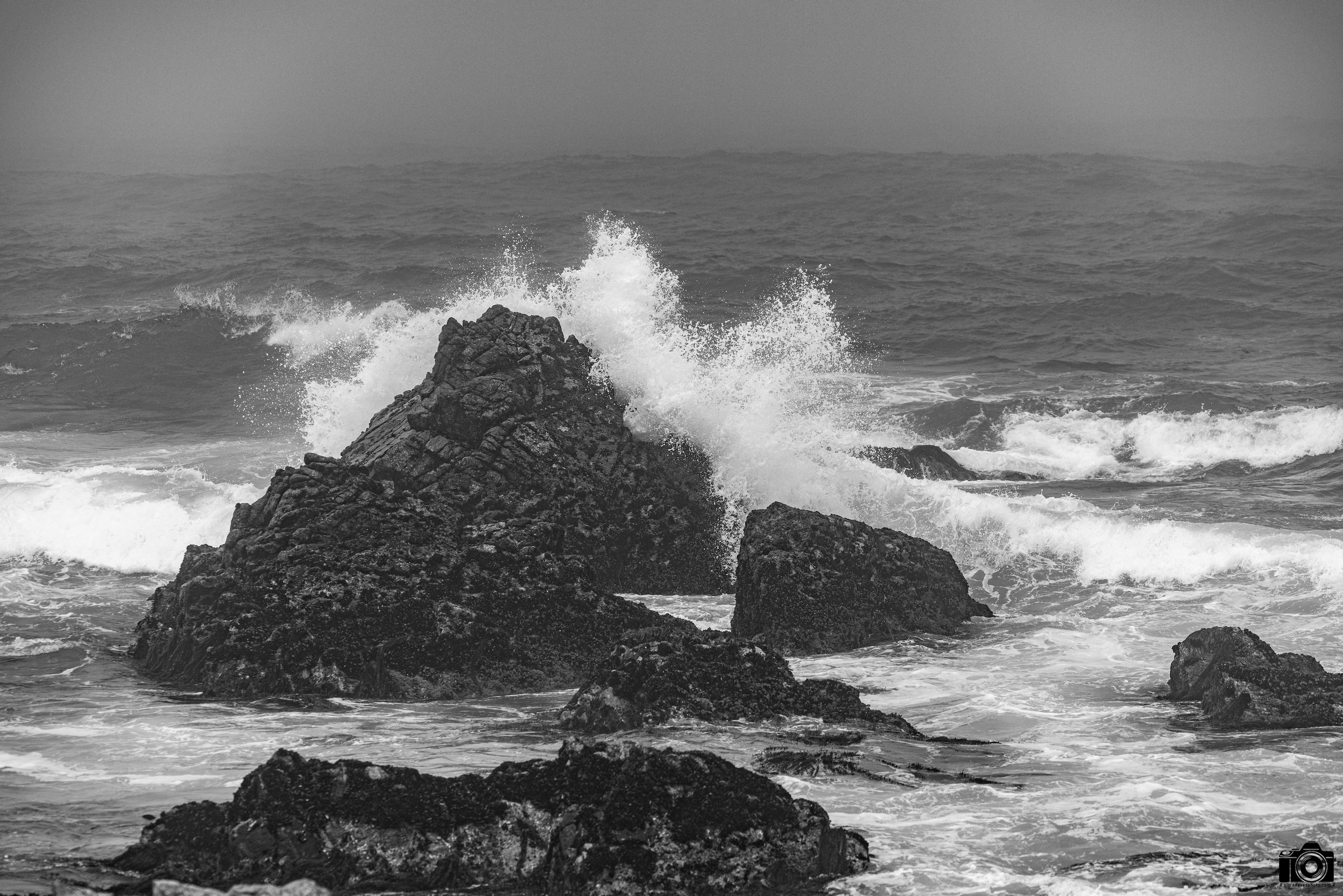 These Waves Will Not Knock Me Down in B&W!  Shot taken with a Canon EOS R5 with an RF 70-200mm f/2.8L @ 113mm - f/4 ISO 100 1/2500s.