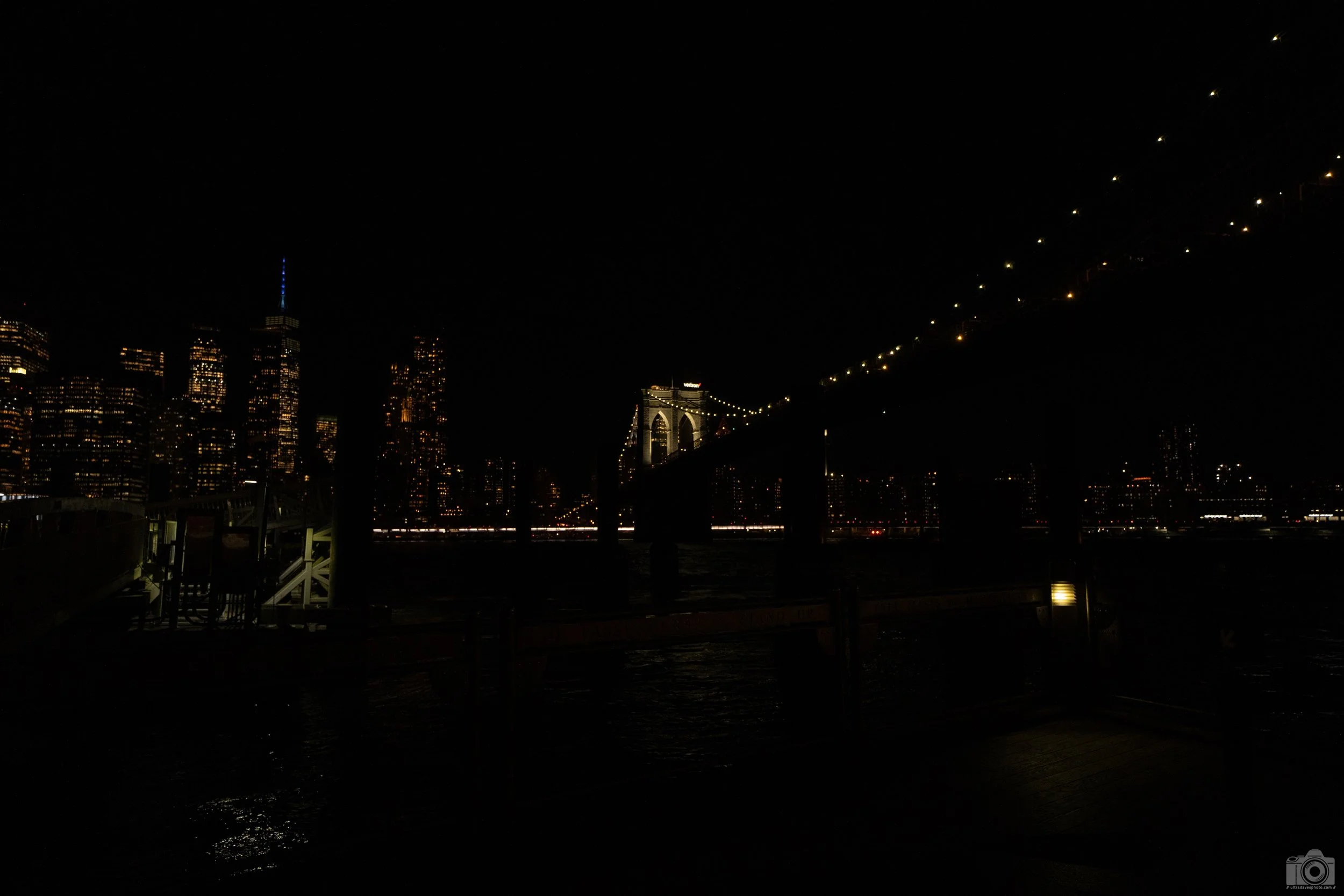 2024 - Brooklyn Bridge Cityscape at Night.   Shot with a Sony a7c II // FE 12-24mm G @ 24mm f/4 ISO 6400 - 1/200s.