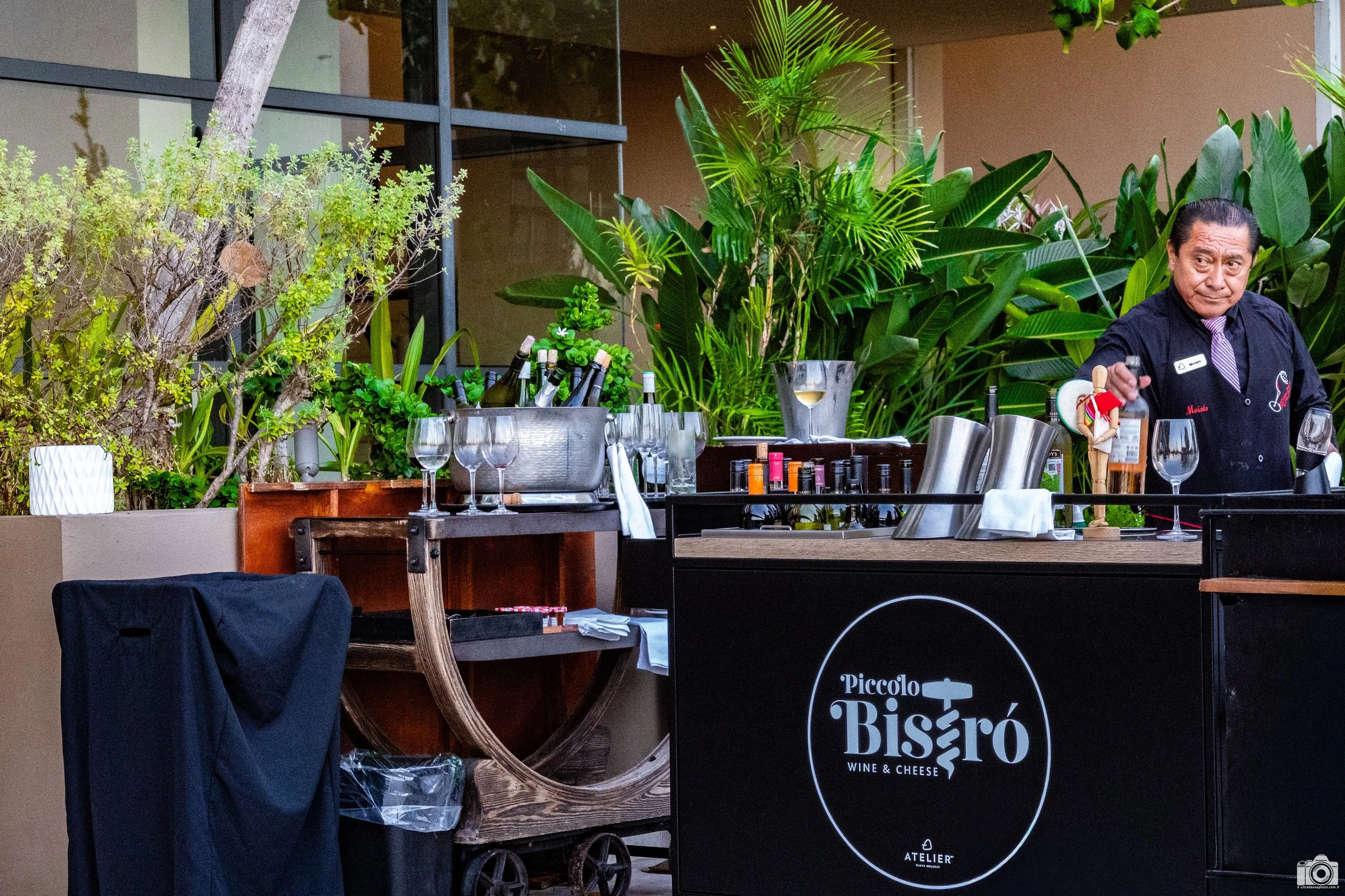 That's Moises at the Wine Bar.

The patio area outside the Don Fernando Bar had a wine bistro serving a charcuterie plate with a some very good bread and a nice choice of Chilean wines.  I recommend their red blend.  Moises was one of the friendliest