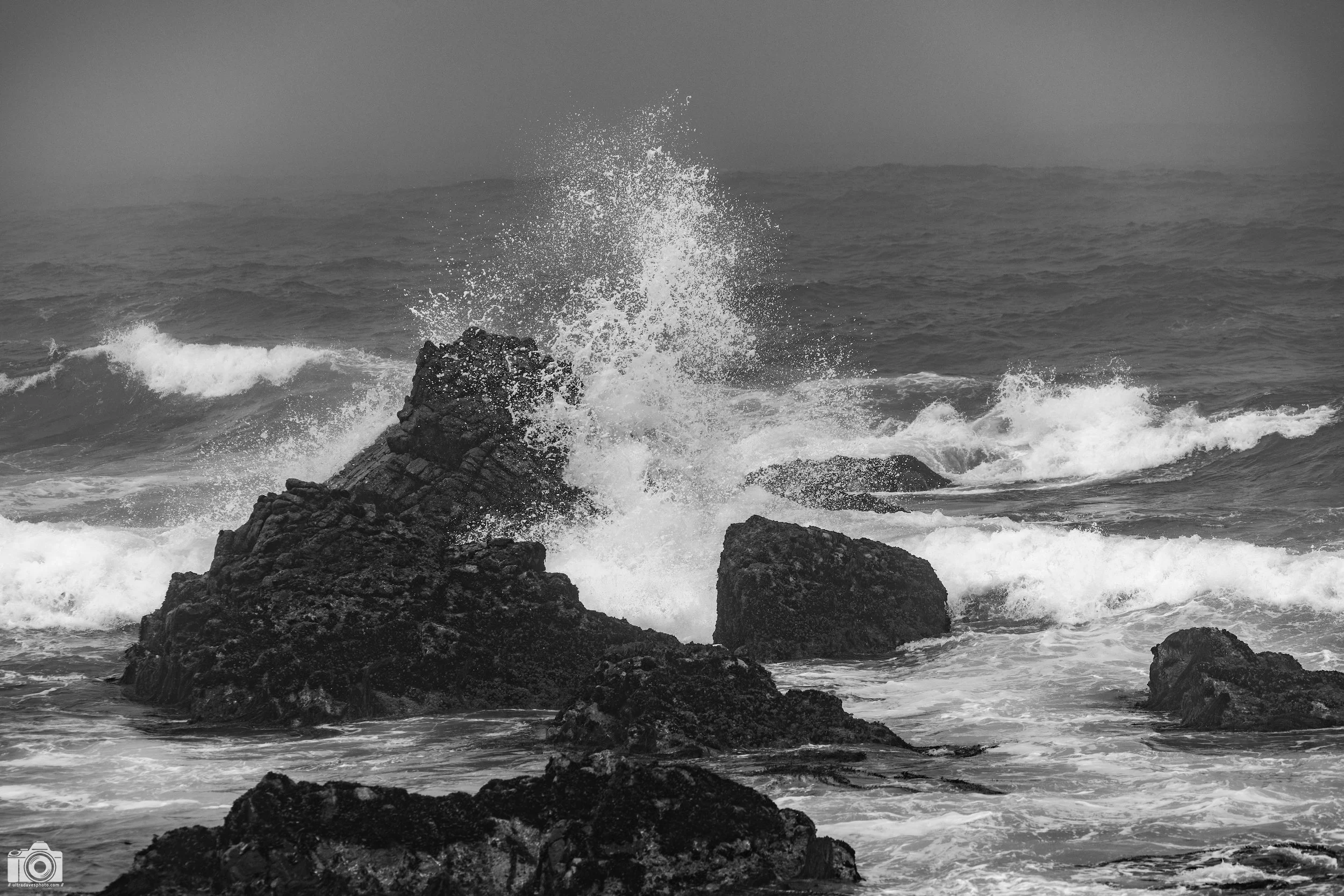 OceanSprayed in B&W.  Shot taken with a Canon EOS R5 with an RF 70-200mm f/2.8L @ 153mm - f/4 ISO 100 1/2500s.