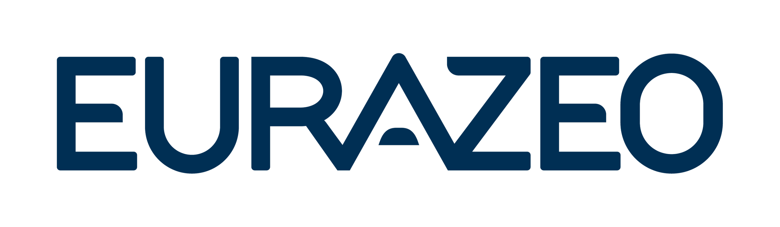 The logo of Eurazeo, featuring the company name in dark blue, stylized uppercase letters with a distinctive design element in the letter A.
