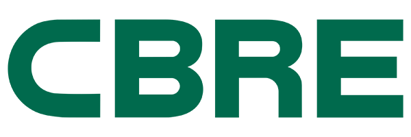 Close-up of the bold, green CBRE logo on a white background.