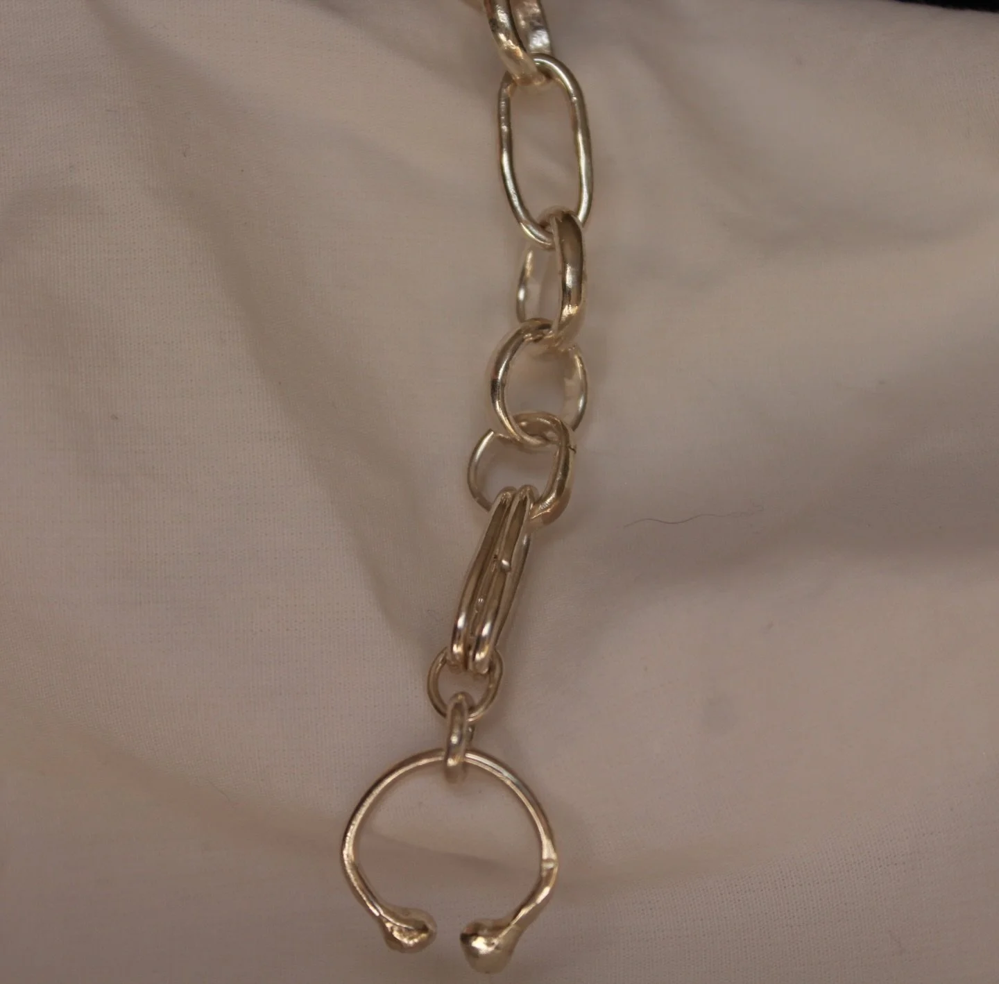 can we please take a moment to appreciate the toggle / loop on this piece &mdash; i love making my own chains right up until i have to solder every link without melting the rest of the piece, this toggle was inspired by septum rings #silver #bracelet