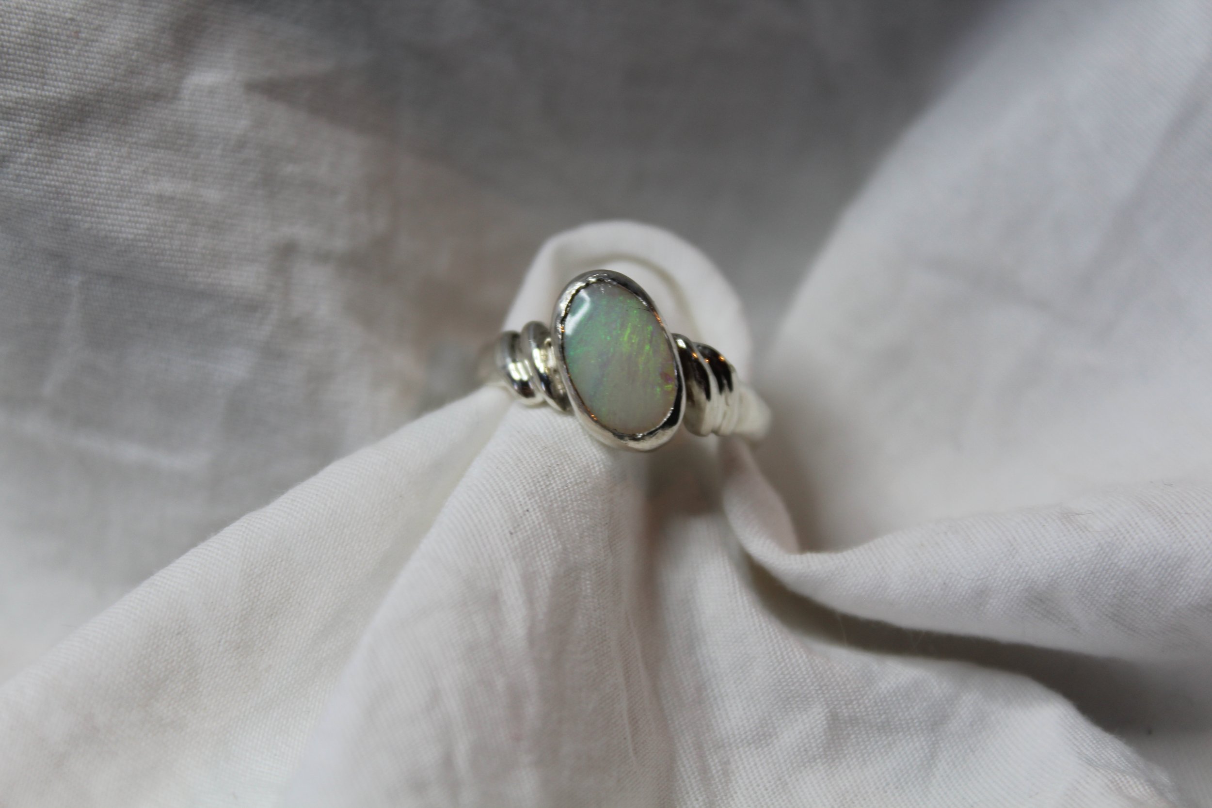 White Opal Ring