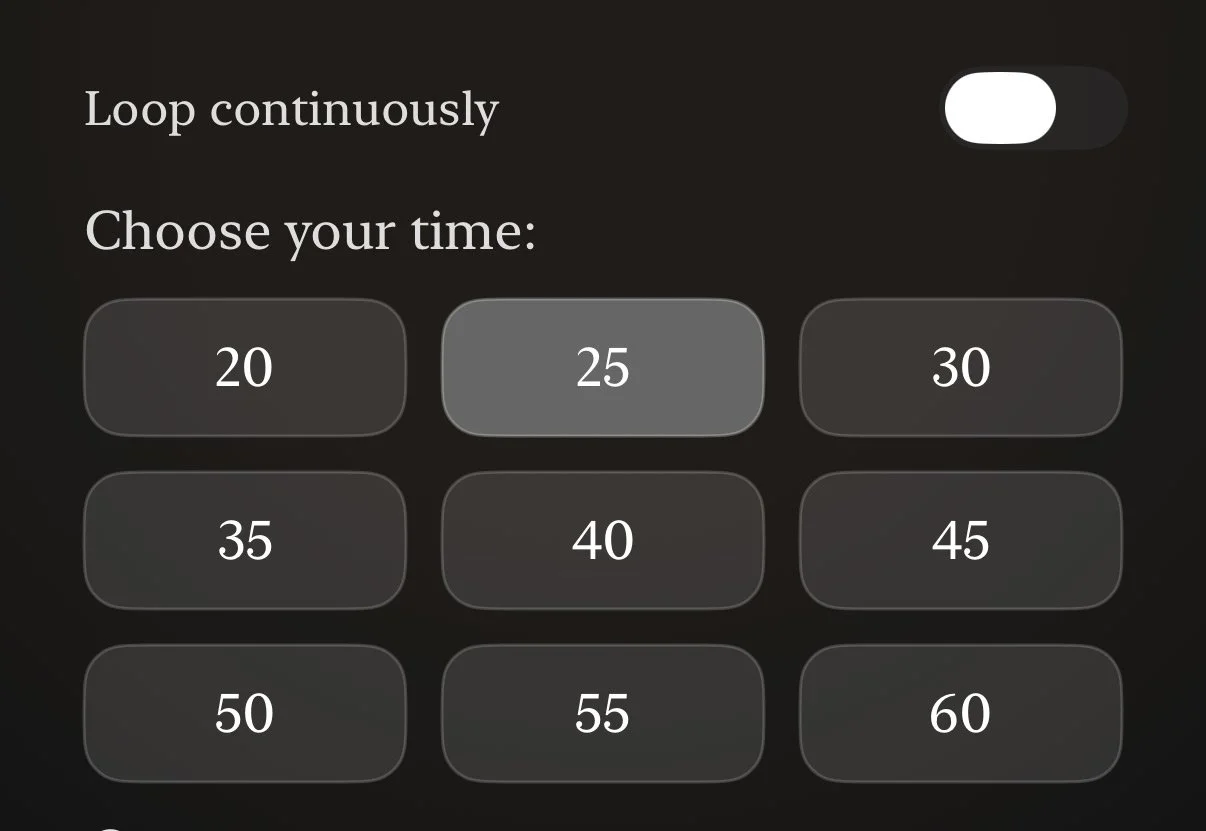 shows buttons with different time options