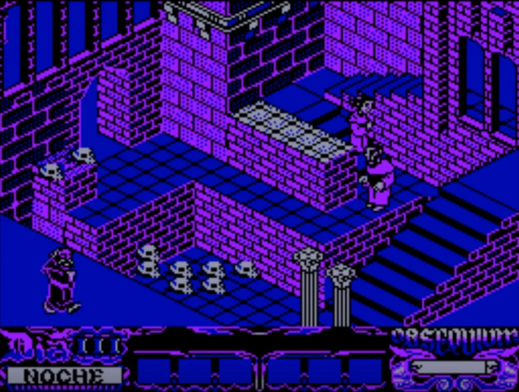 Ossuary at Night in The Abbey of Crime, Opera Soft.