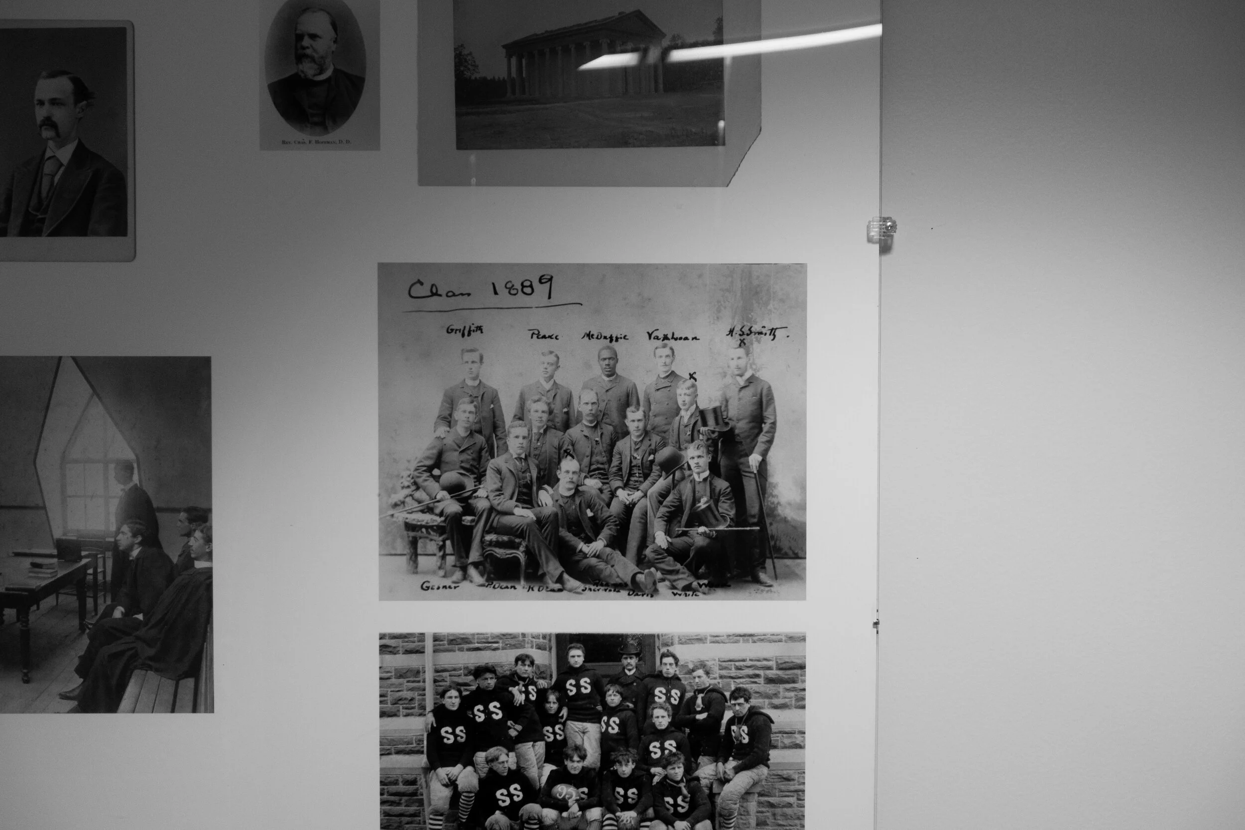 Mounted archival images of St. Stephen’s College. Stevenson Library, Annandale-on-Hudson, New York.