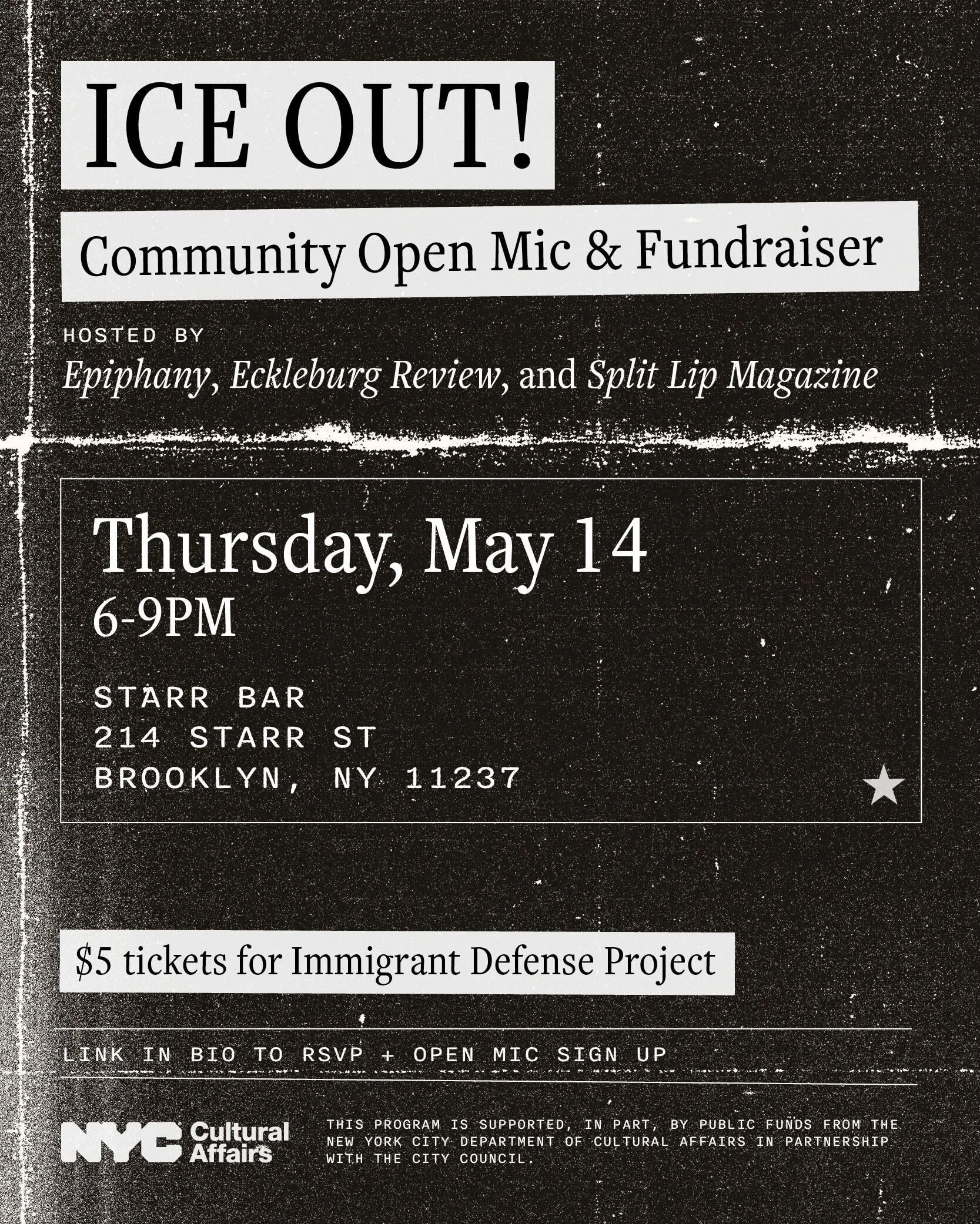 ICE OUT! Community Open Mic &amp; Fundraiser