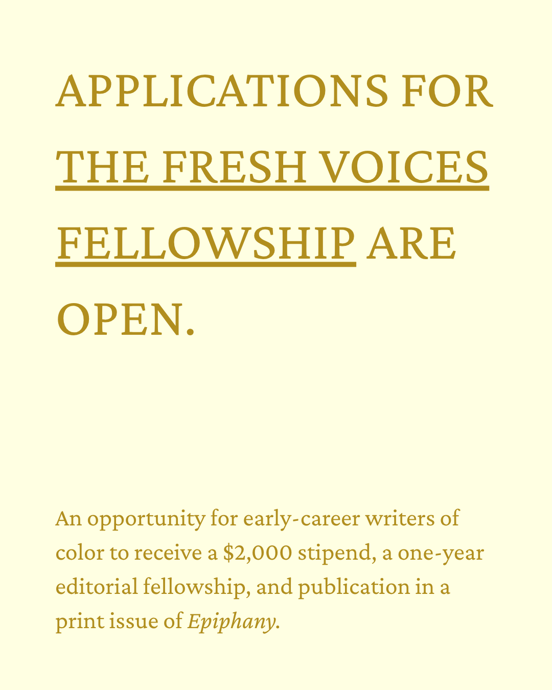 Apply for The Fresh Voices Fellowship!