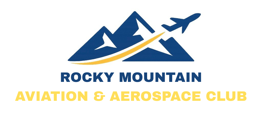 Logo of Rocky Mountain Aviation & Aerospace Club featuring a stylized mountain with a jet flying above it.