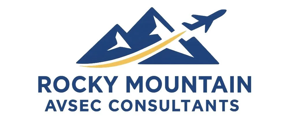 Logo of Rocky Mountain AVEC Consultants with a stylized mountain range and an airplane