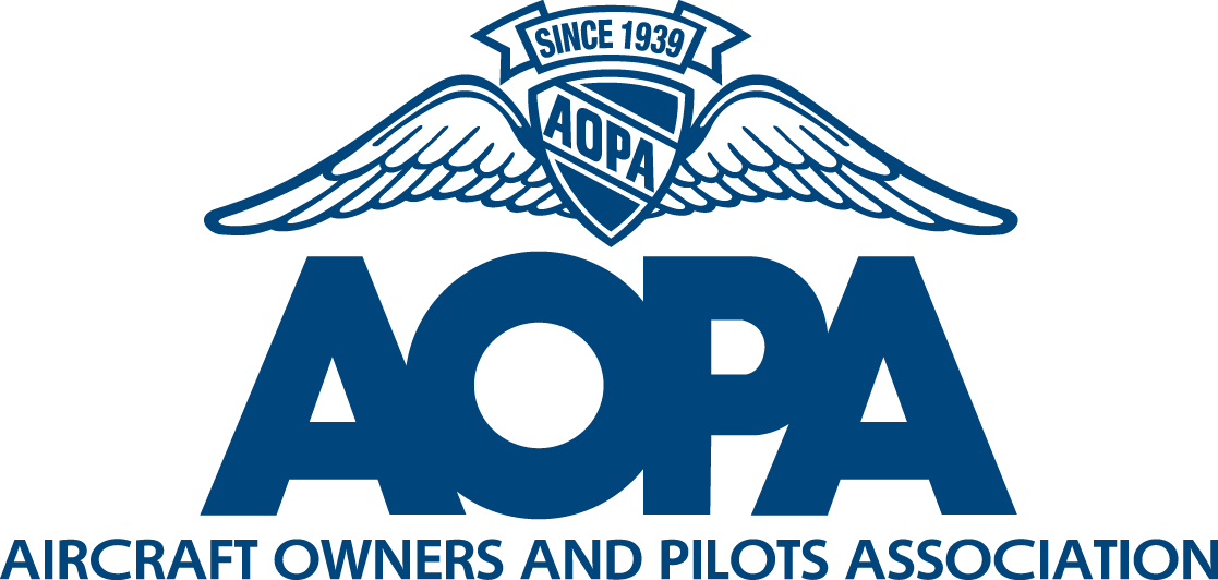 Logo of the Aircraft Owners and Pilots Association (AOPA), featuring a shield with wings and the text 'Since 1939'.