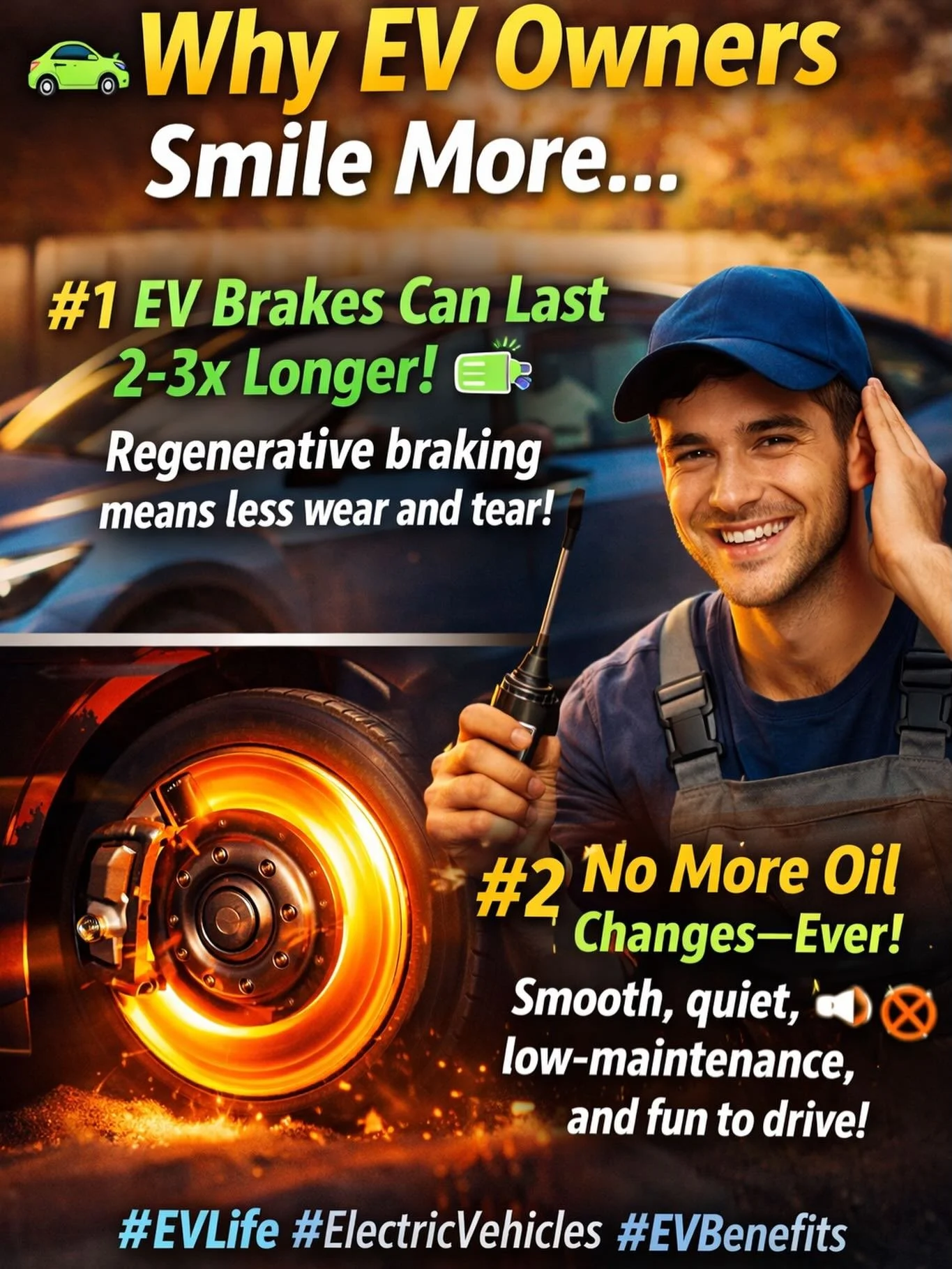 Smiles guaranteed 😎

⚡ Brakes last longer
🛠️ No oil changes ever

EVs = smooth, quiet, low-maintenance fun!

#its_electric_evs #EVLife #EVBenefits #ElectricVehicles #EVTips