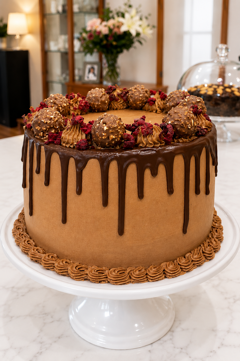Chocolate Ganache Drip Cake with Truffle Wreath