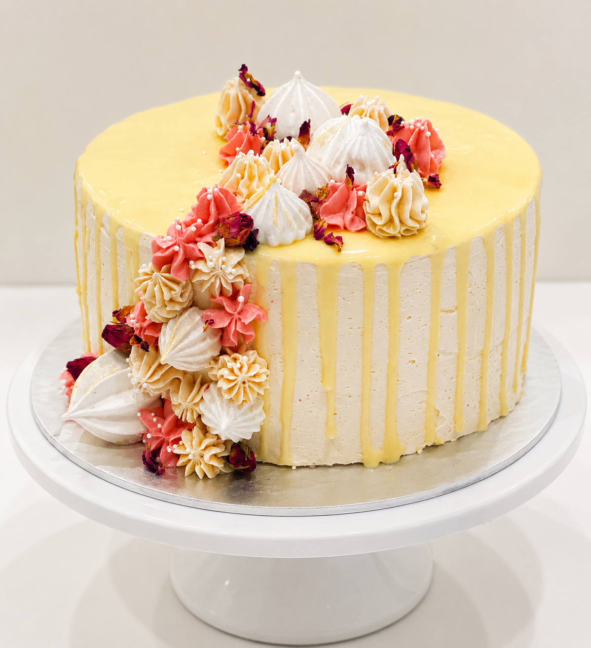 Lemon and Raspberry Cascade Drip Cake