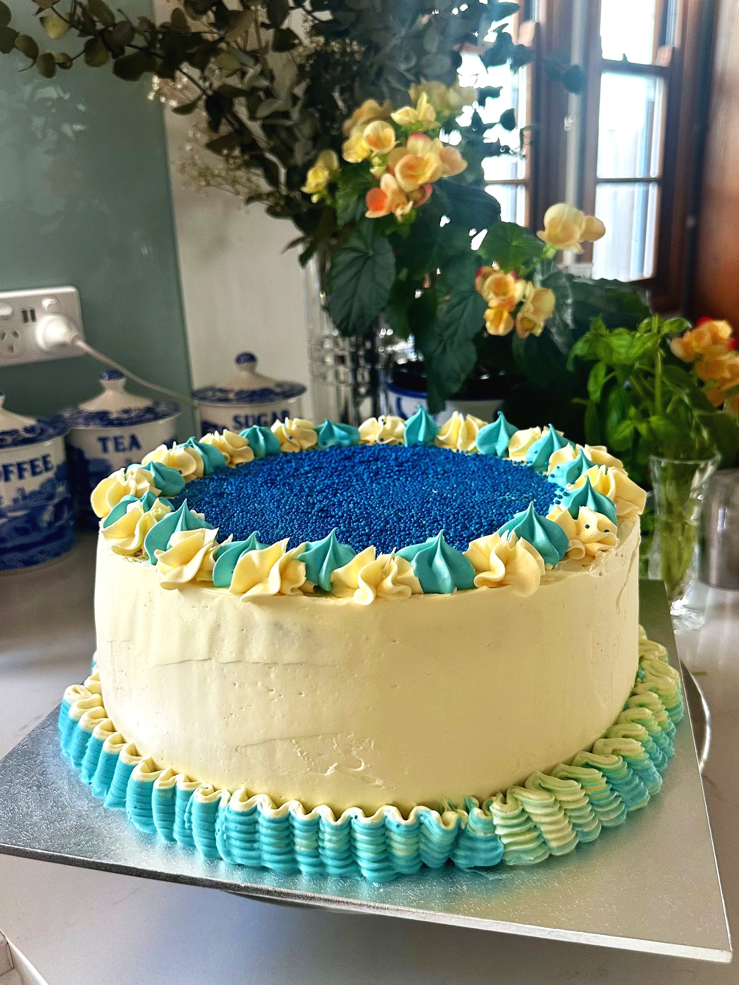 vanilla and mixed berry celebration cake