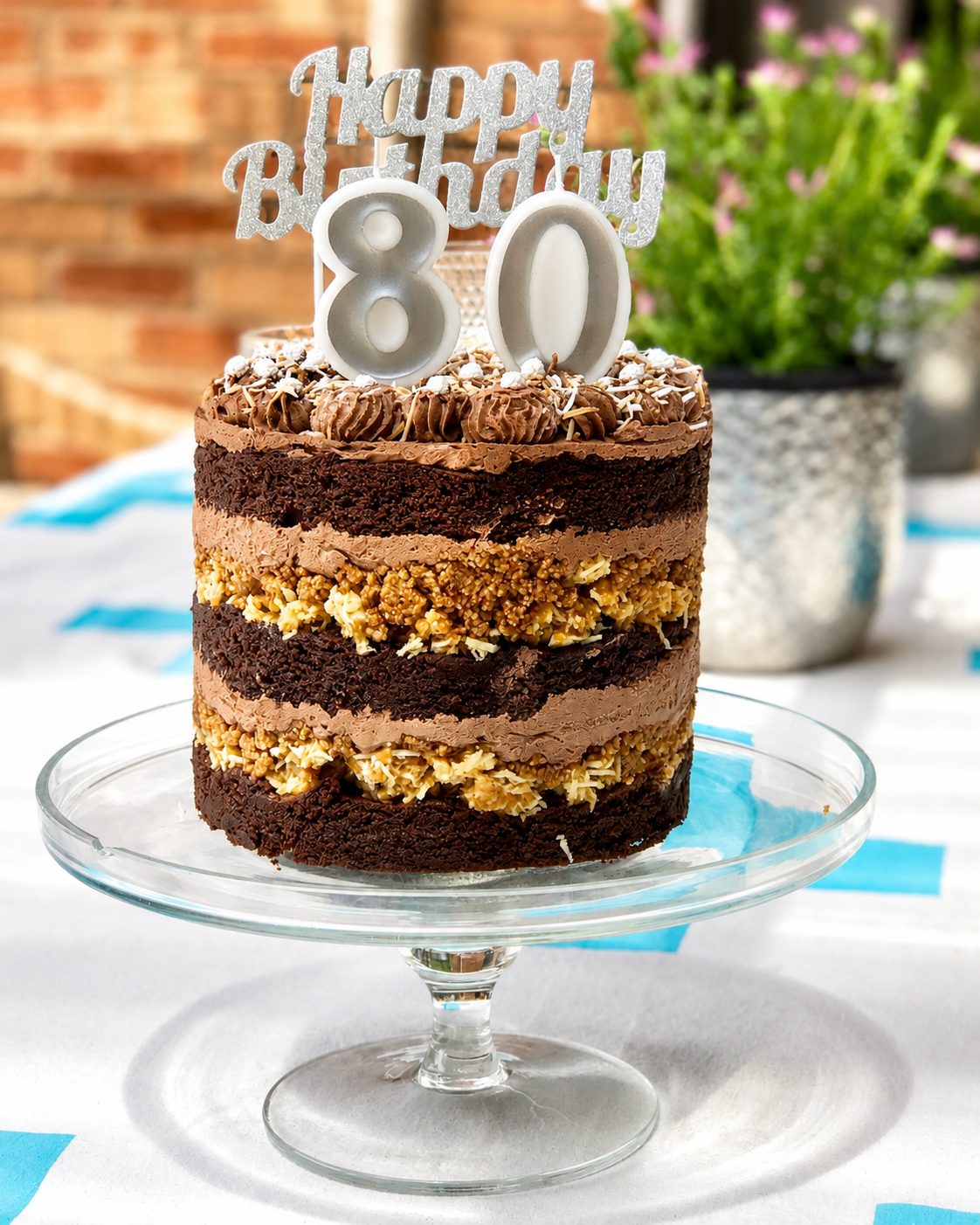 Chocolate, Hazelnut and Popcorn Naked Layer Cake