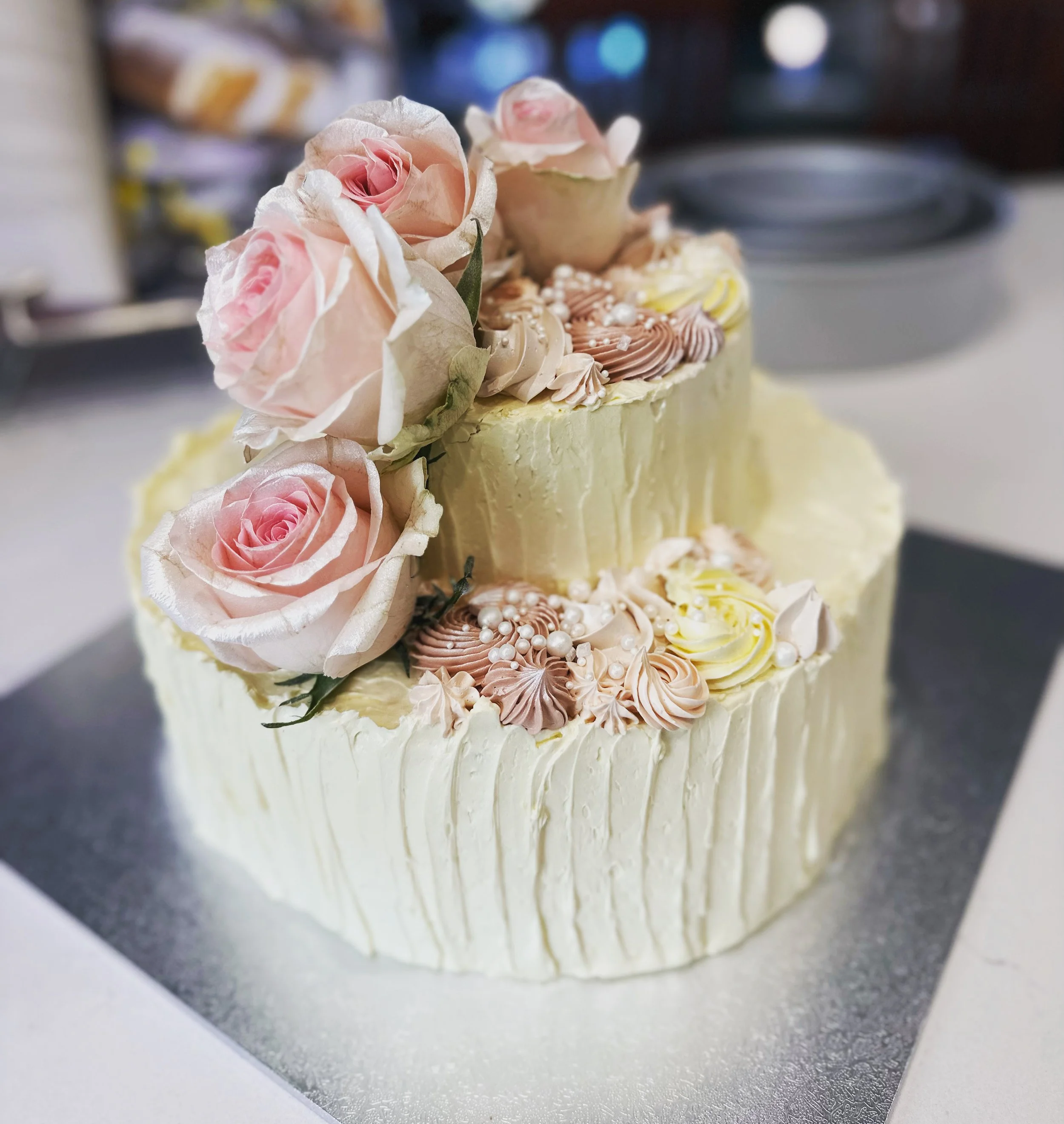 vanilla and strawberry celebration cake