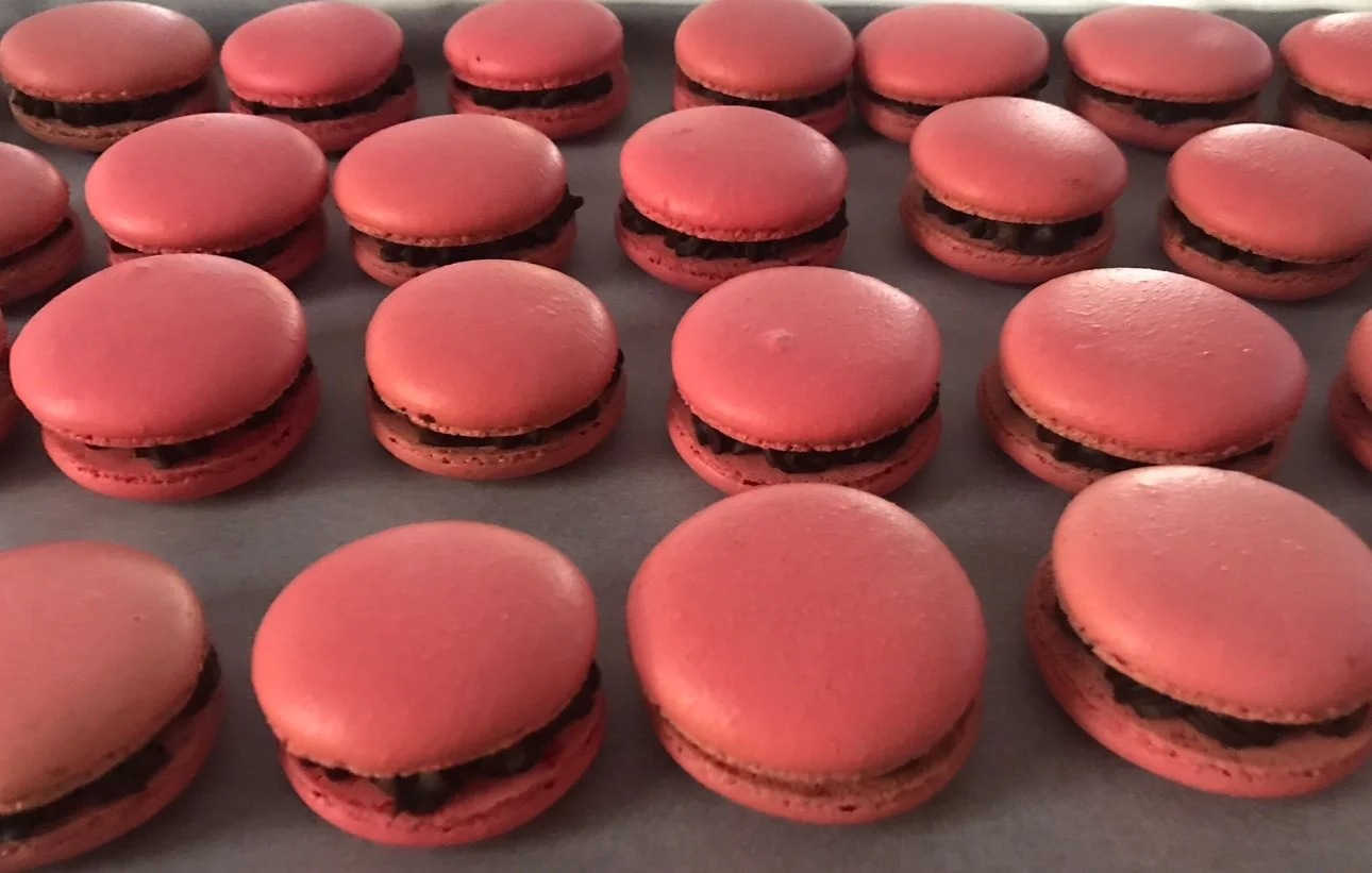 chocolate and raspberry macaron
