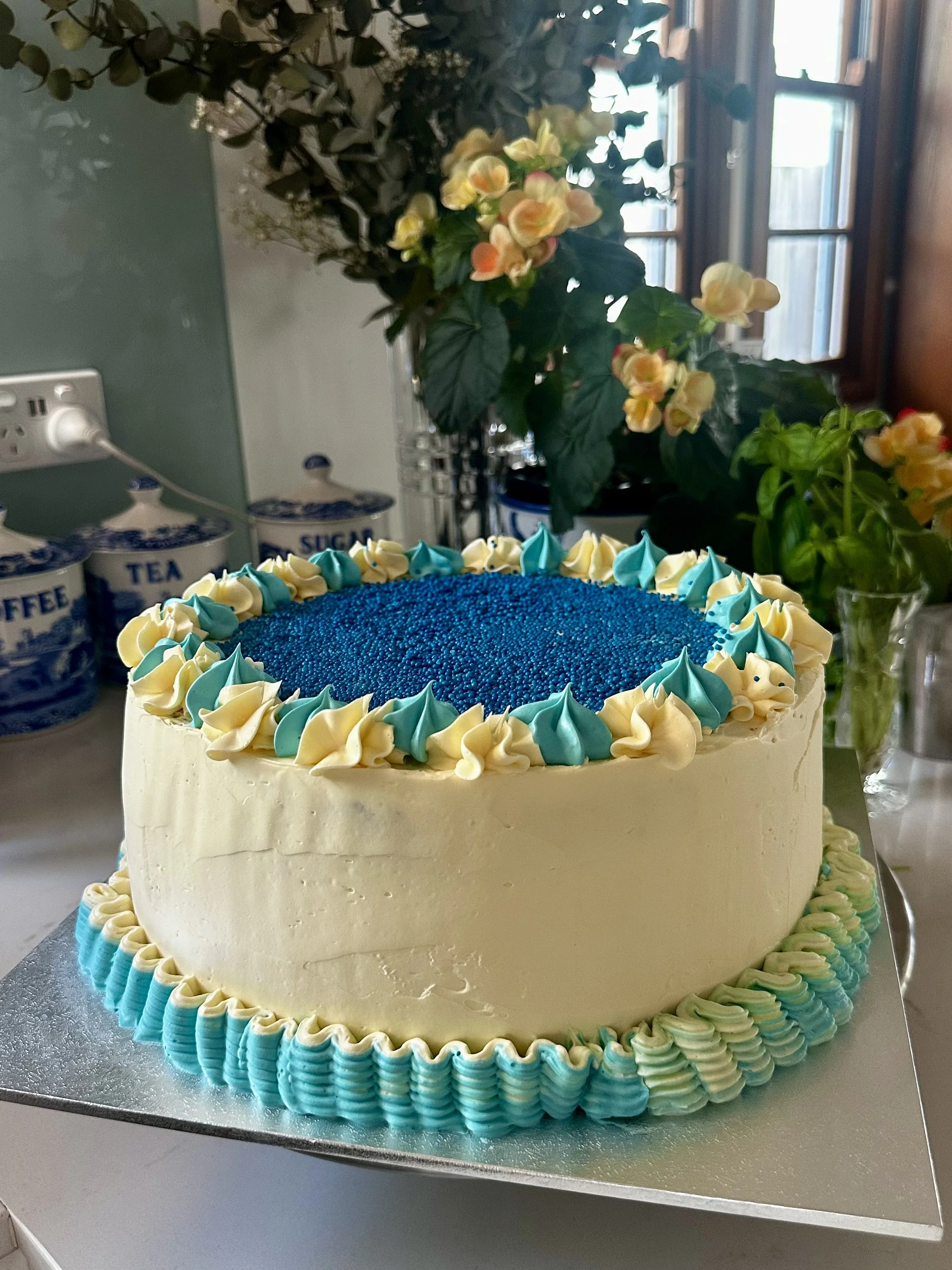 vanilla and mixed berry celebration cake