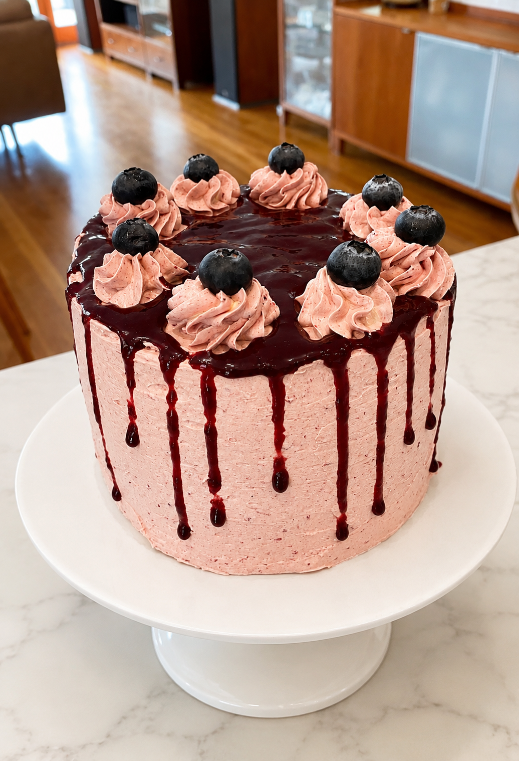 Blueberry Roll Drip Cake